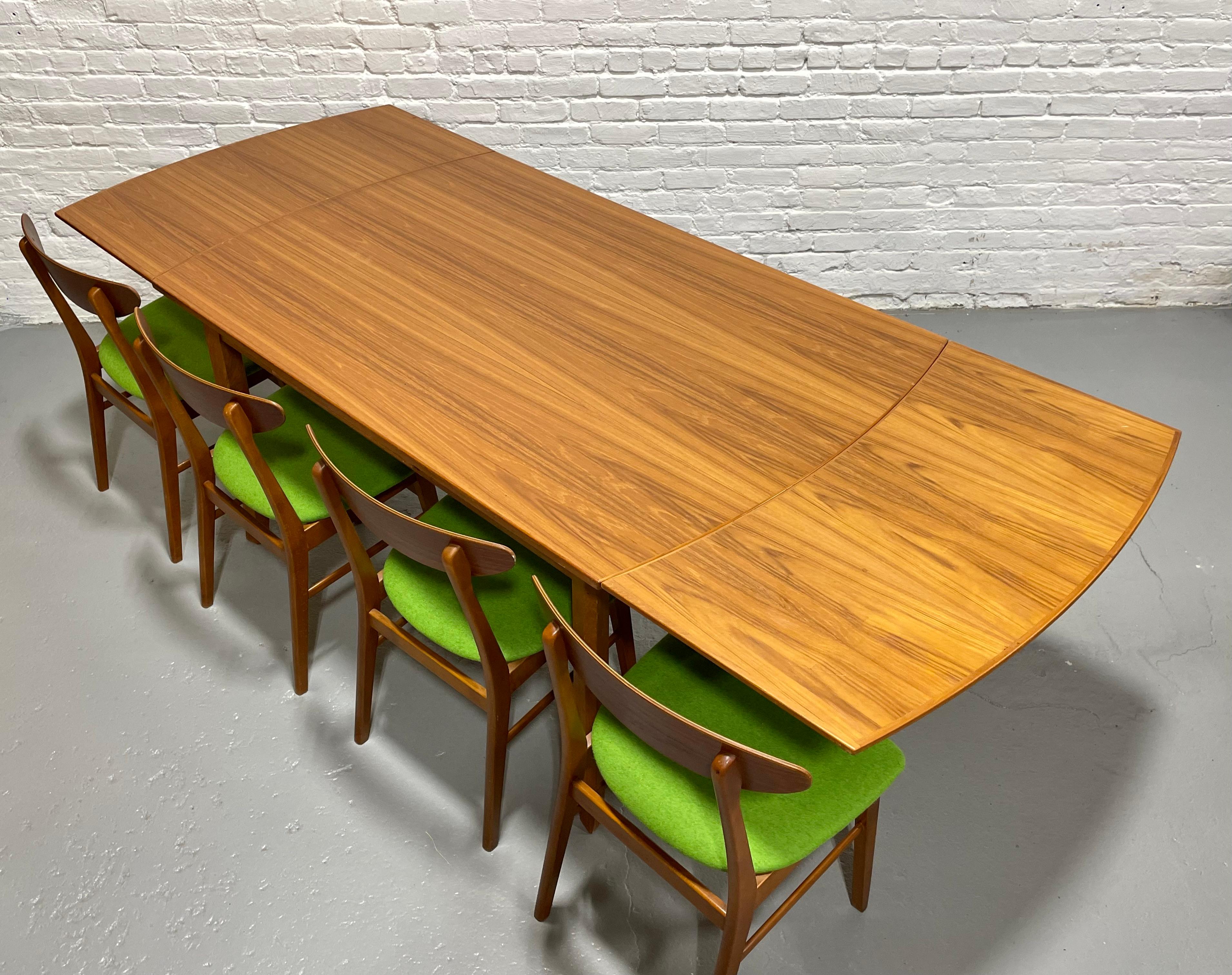 Mid Century MODERN Teak DINING TABLE + hidden leaves, c. 1960's 7