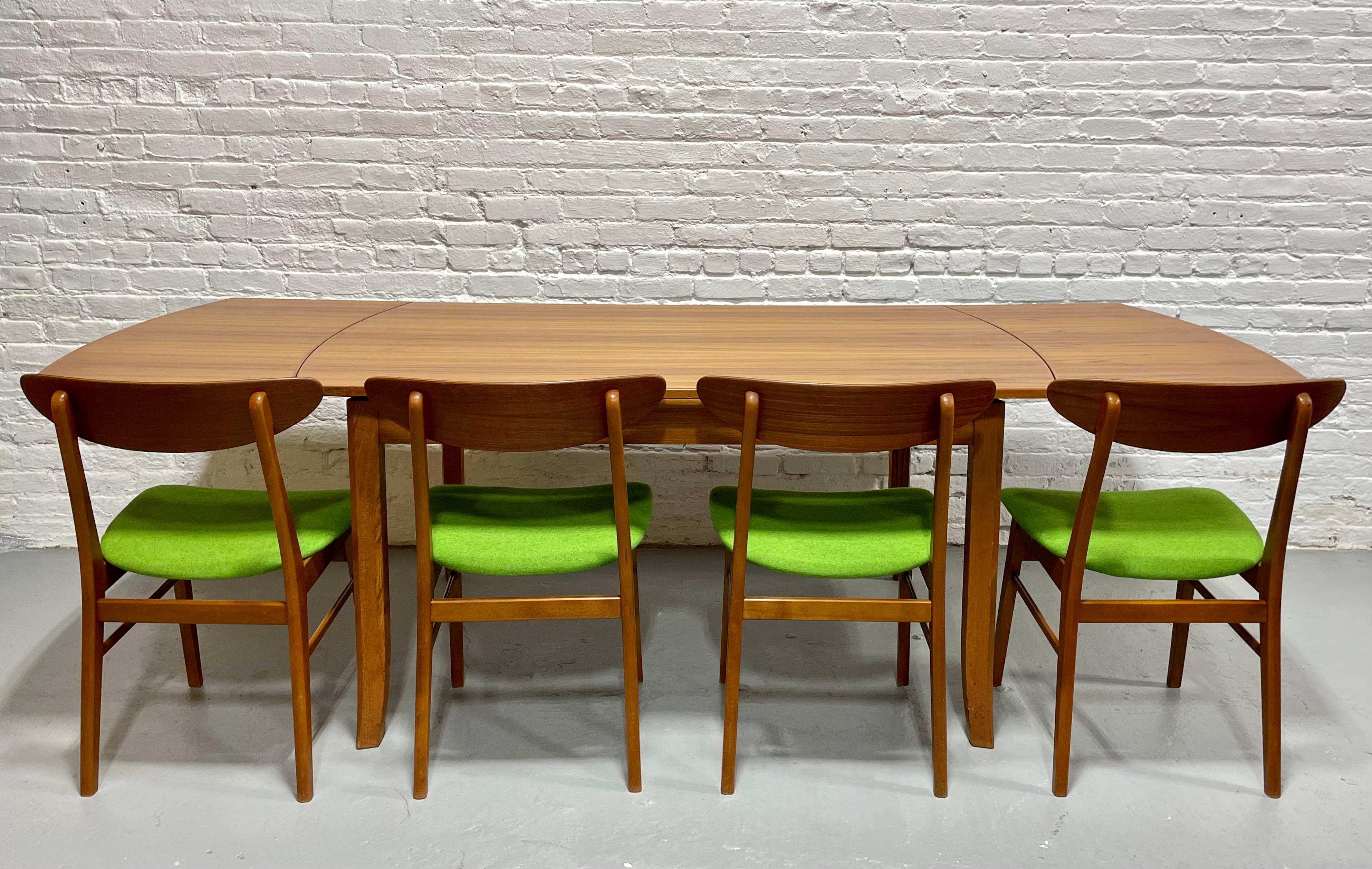 Mid Century MODERN Teak DINING TABLE + hidden leaves, c. 1960's 9