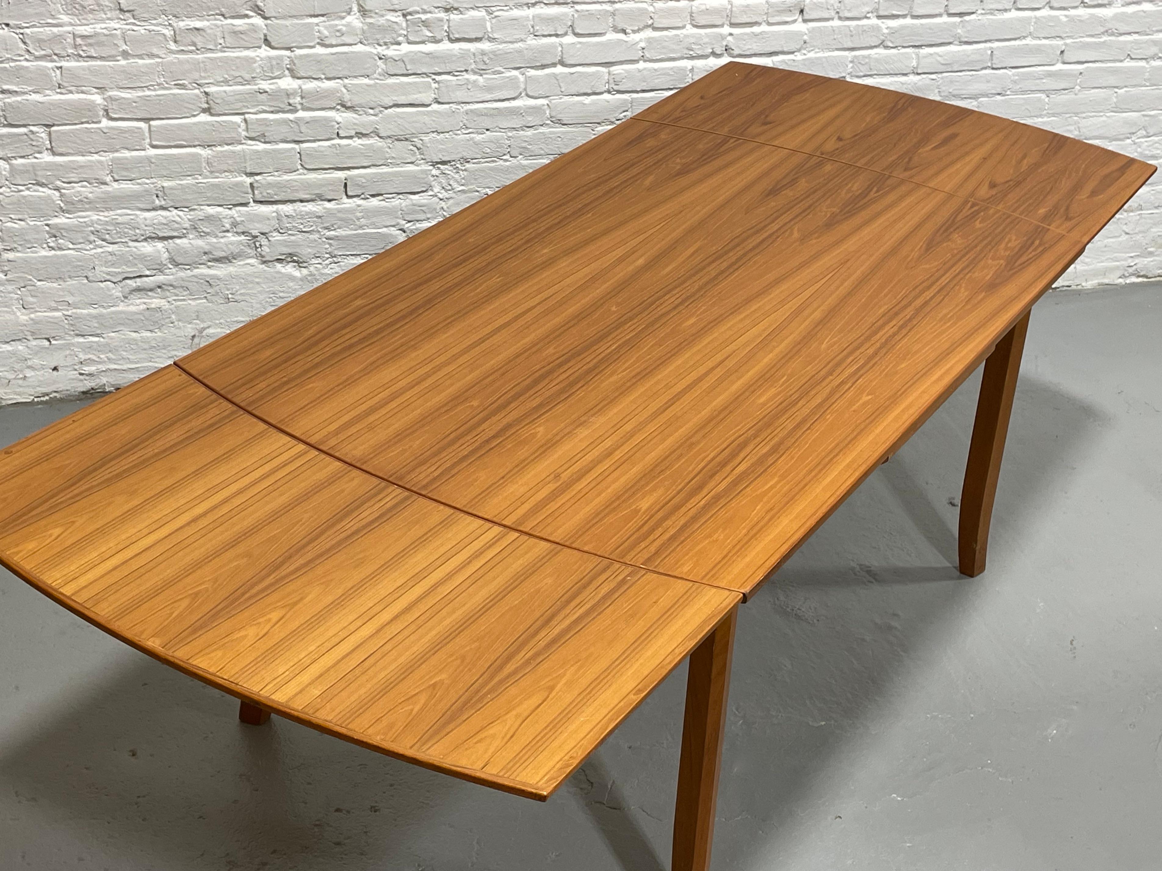 Mid Century MODERN Teak DINING TABLE + hidden leaves, c. 1960's 10