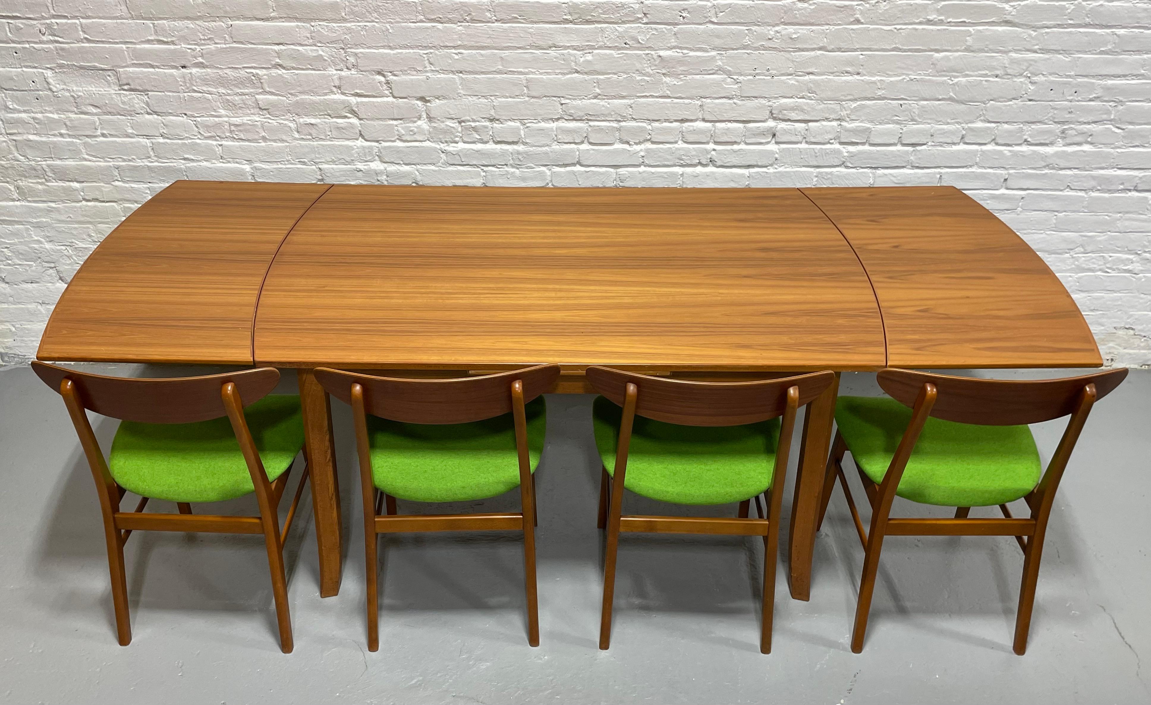 Mid-Century Modern Mid Century MODERN Teak DINING TABLE + hidden leaves, c. 1960's