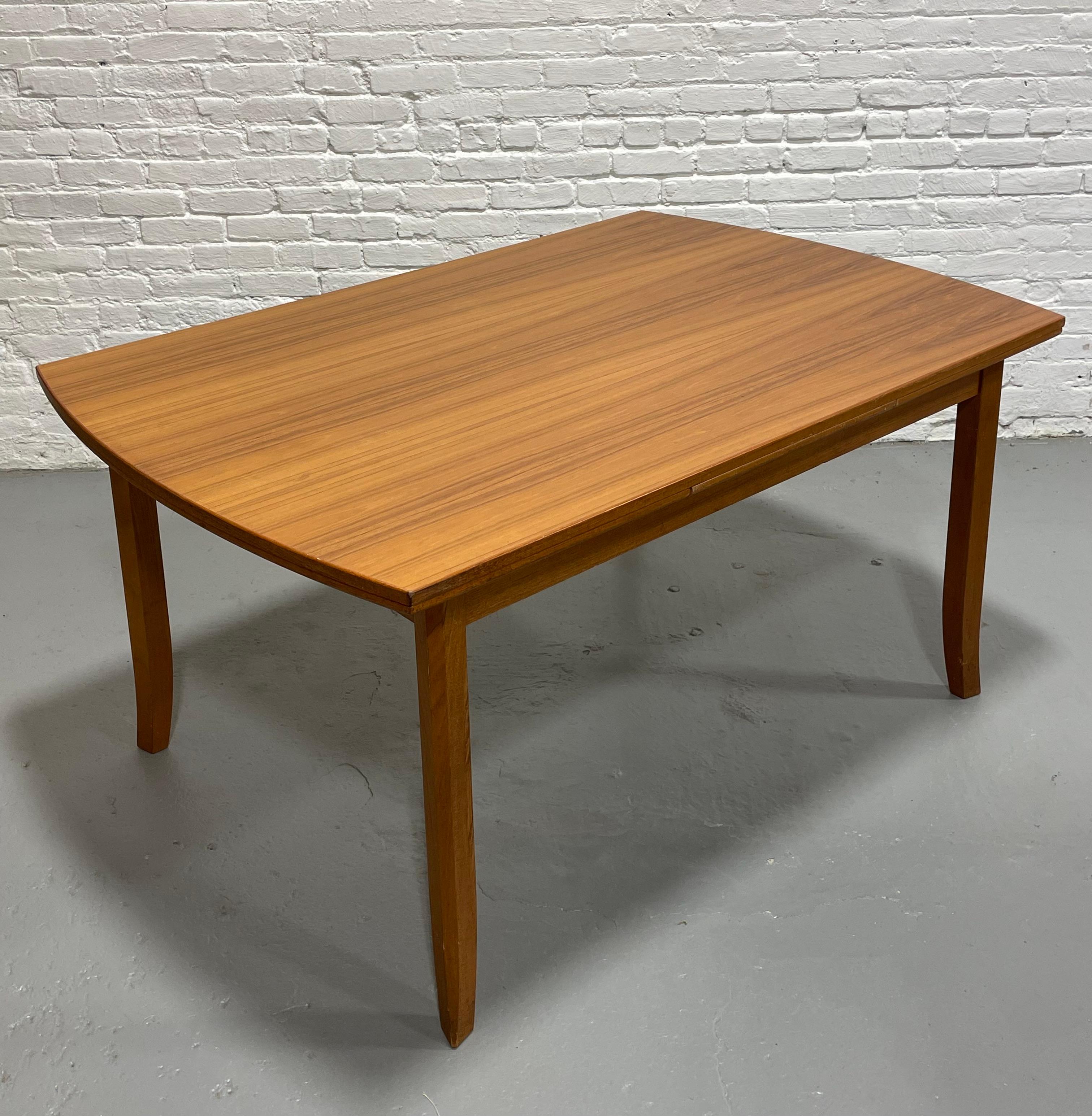 Mid-20th Century Mid Century MODERN Teak DINING TABLE + hidden leaves, c. 1960's