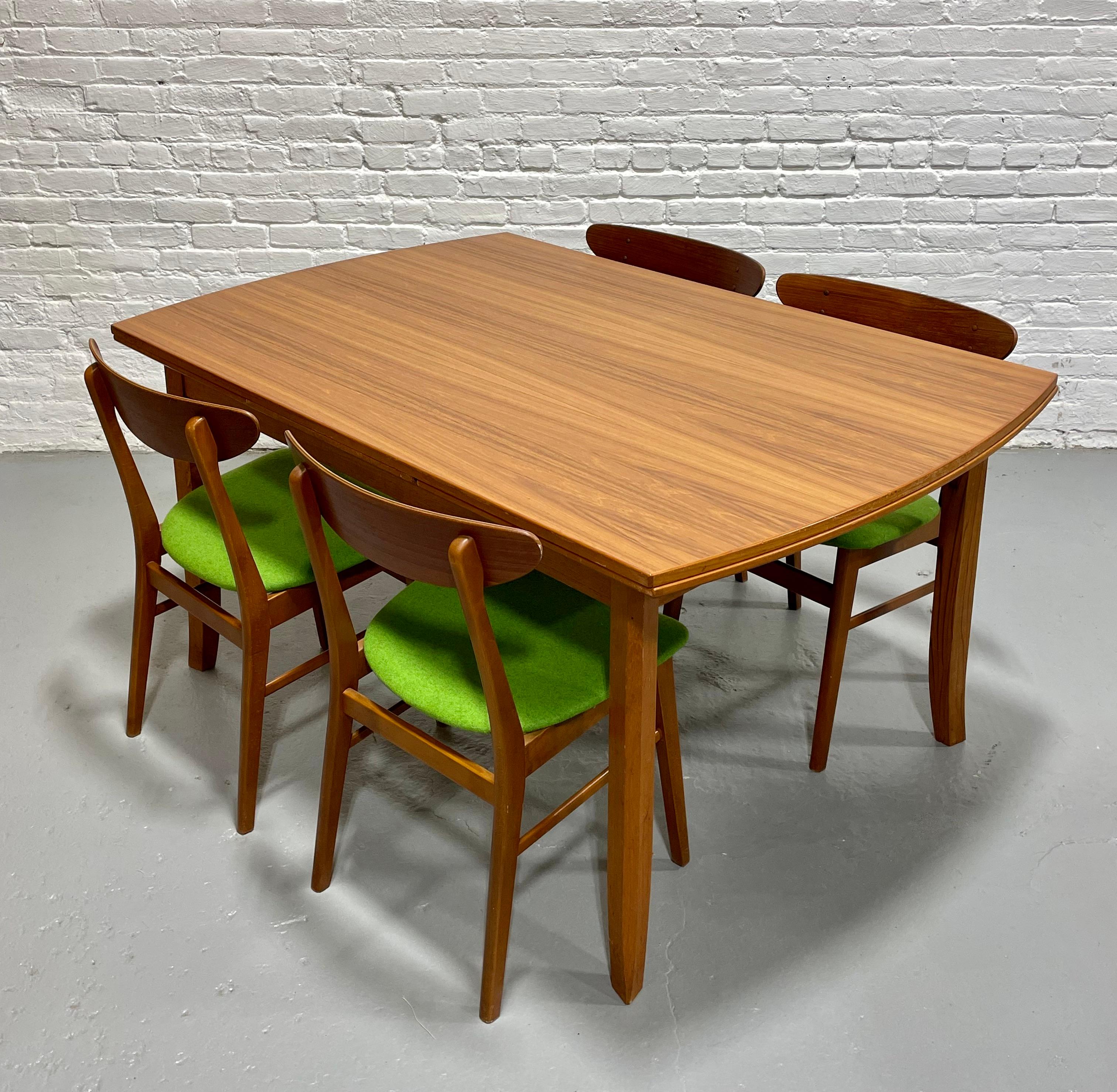 Mid Century MODERN Teak DINING TABLE + hidden leaves, c. 1960's 1