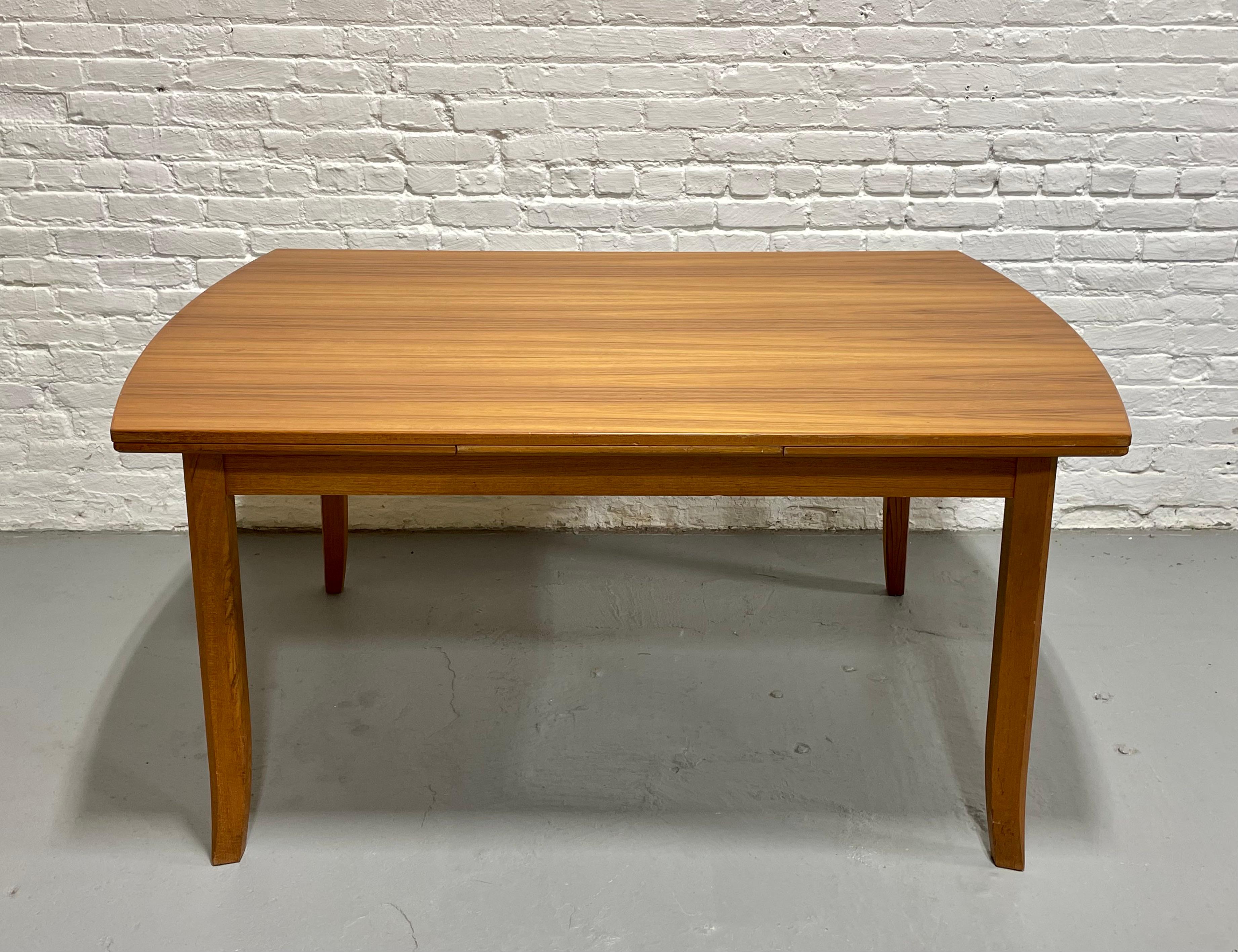 Mid Century MODERN Teak DINING TABLE + hidden leaves, c. 1960's 2