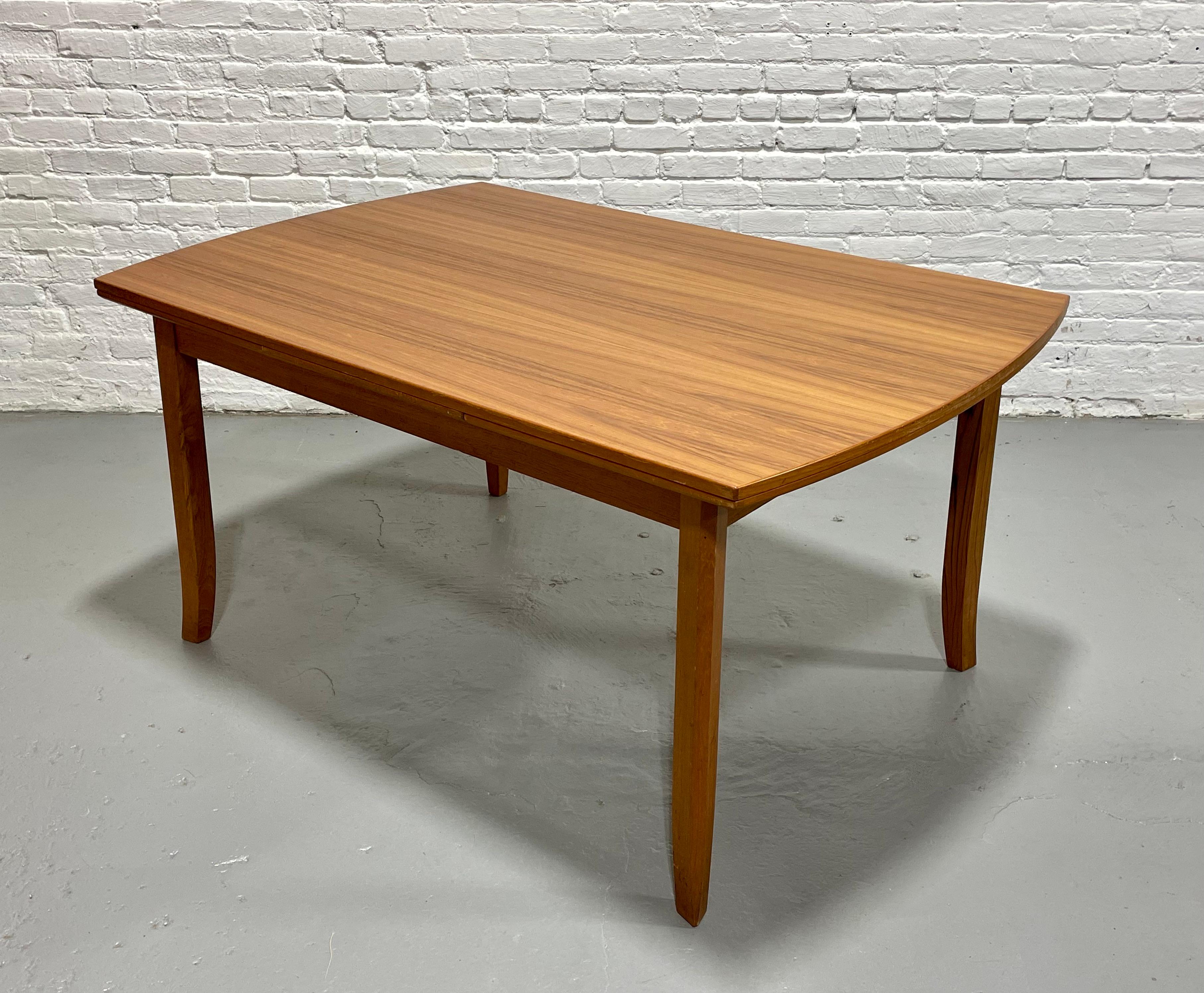 Mid Century MODERN Teak DINING TABLE + hidden leaves, c. 1960's 3