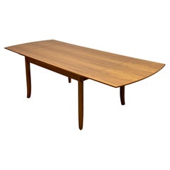 Mid Century MODERN Teak DINING TABLE + hidden leaves, c. 1960's