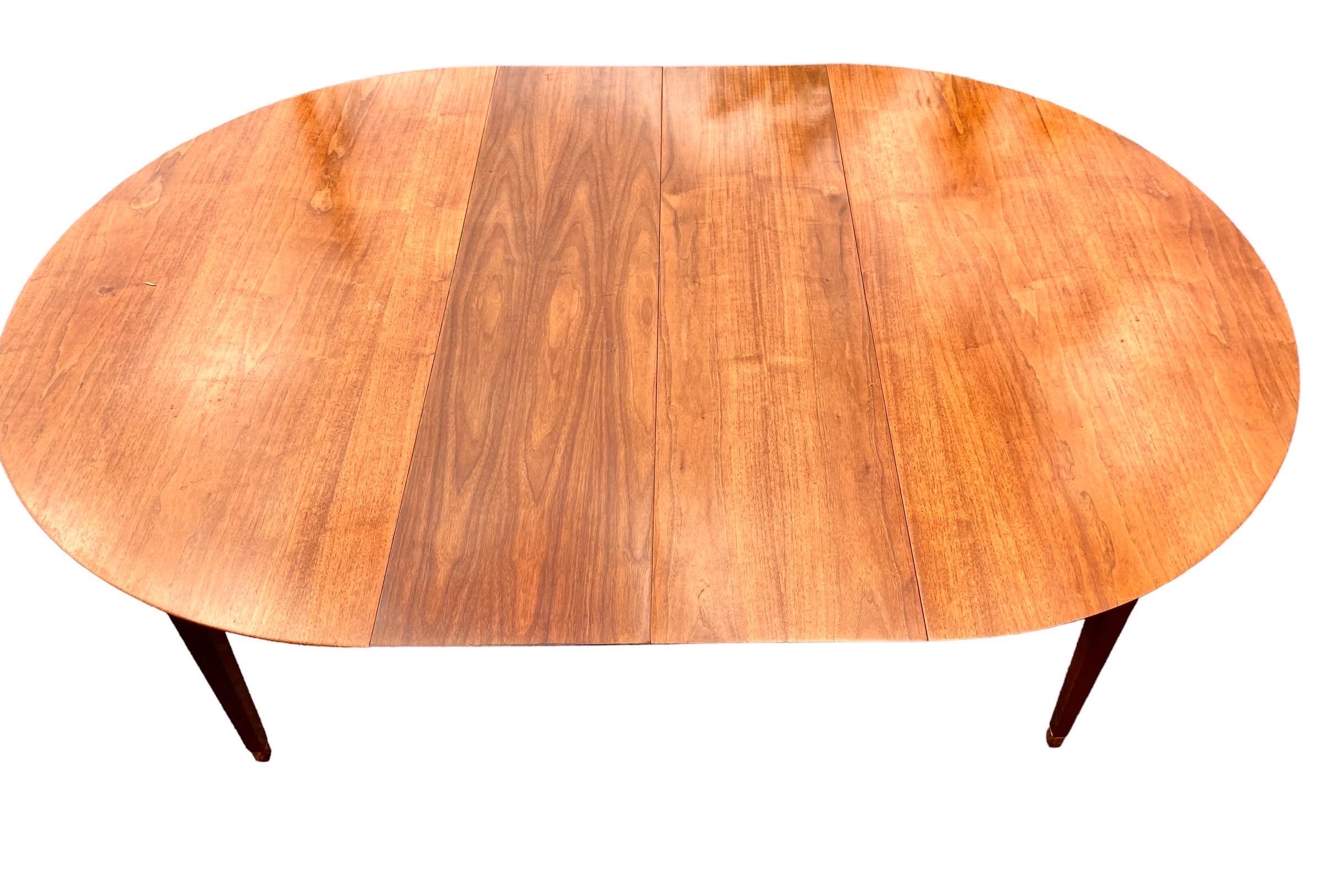 American Mid-Century Modern Teak Dining Table, Two Leaves And Four Chairs
