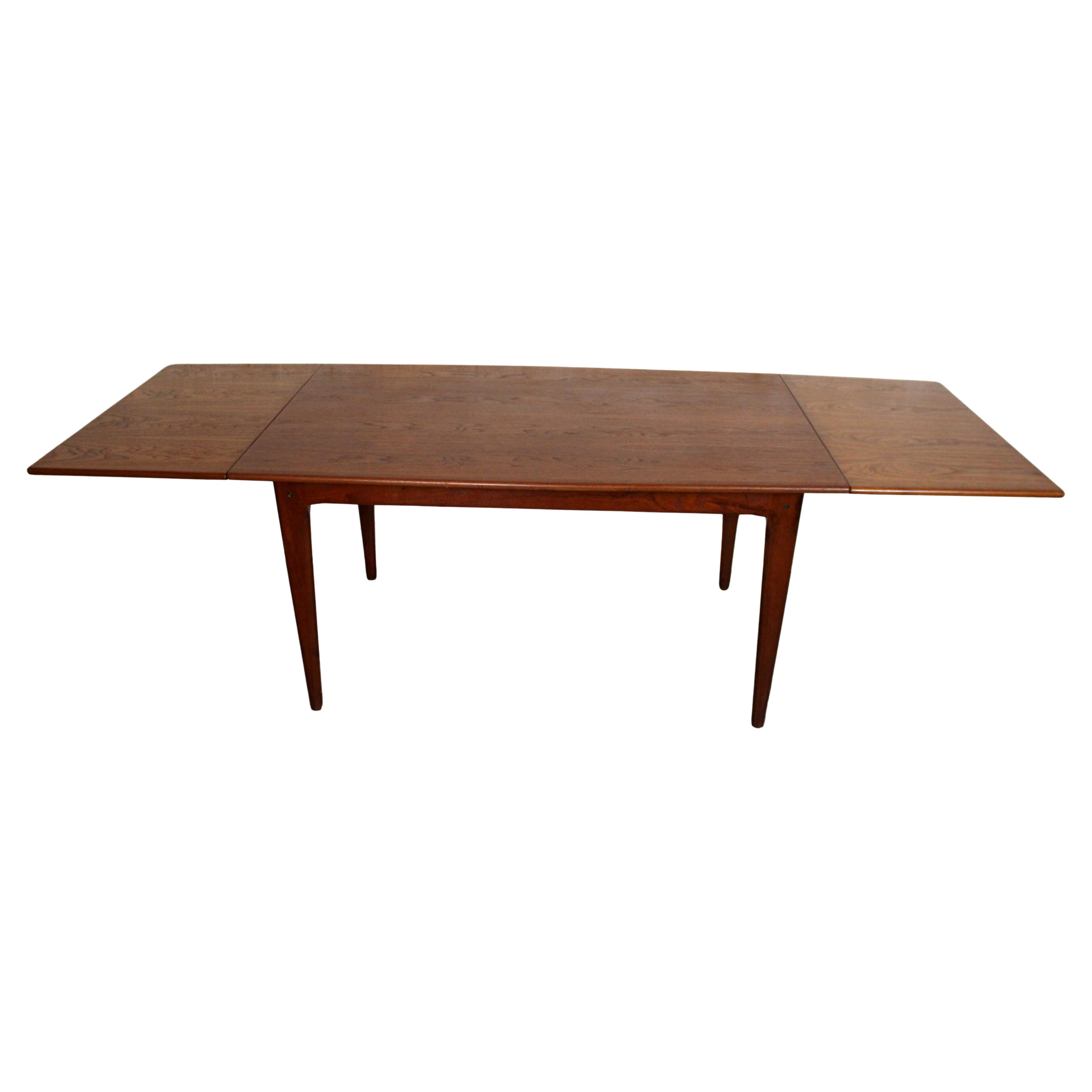 Mid-Century Modern Teak Dining Table with Pullout Leaves