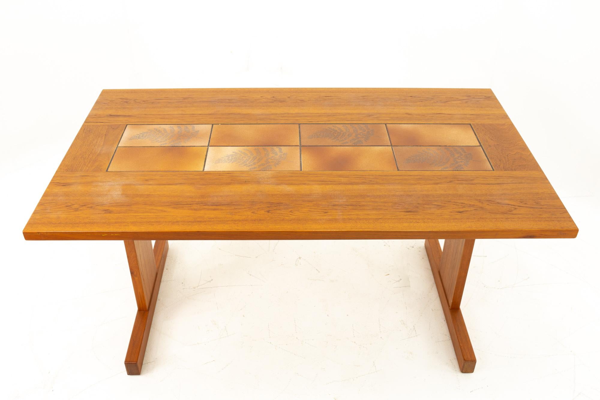 Mid-Century Modern Teak Dining Table with Tile Inlay For Sale 1