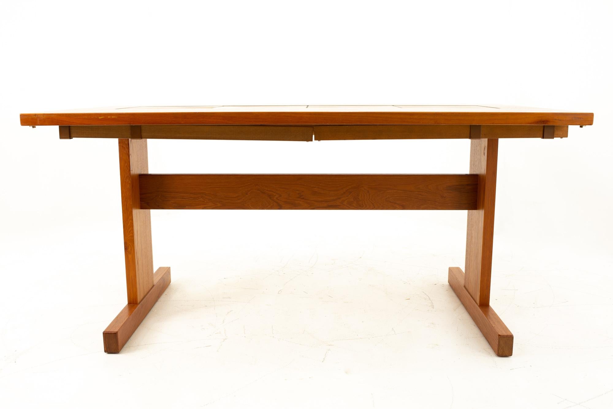 Mid-Century Modern Teak Dining Table with Tile Inlay For Sale 2