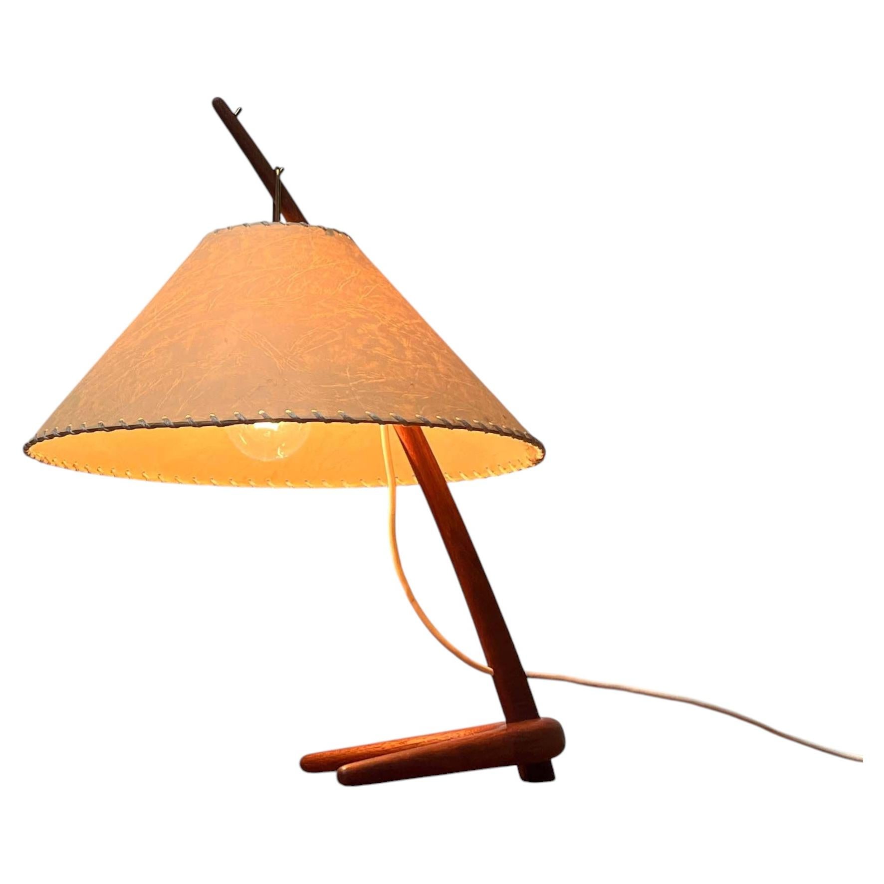 Mid-Century Modern Teak Dornstab Table Lamp by A. Pöll for Kalmar, Vienna, 1950s