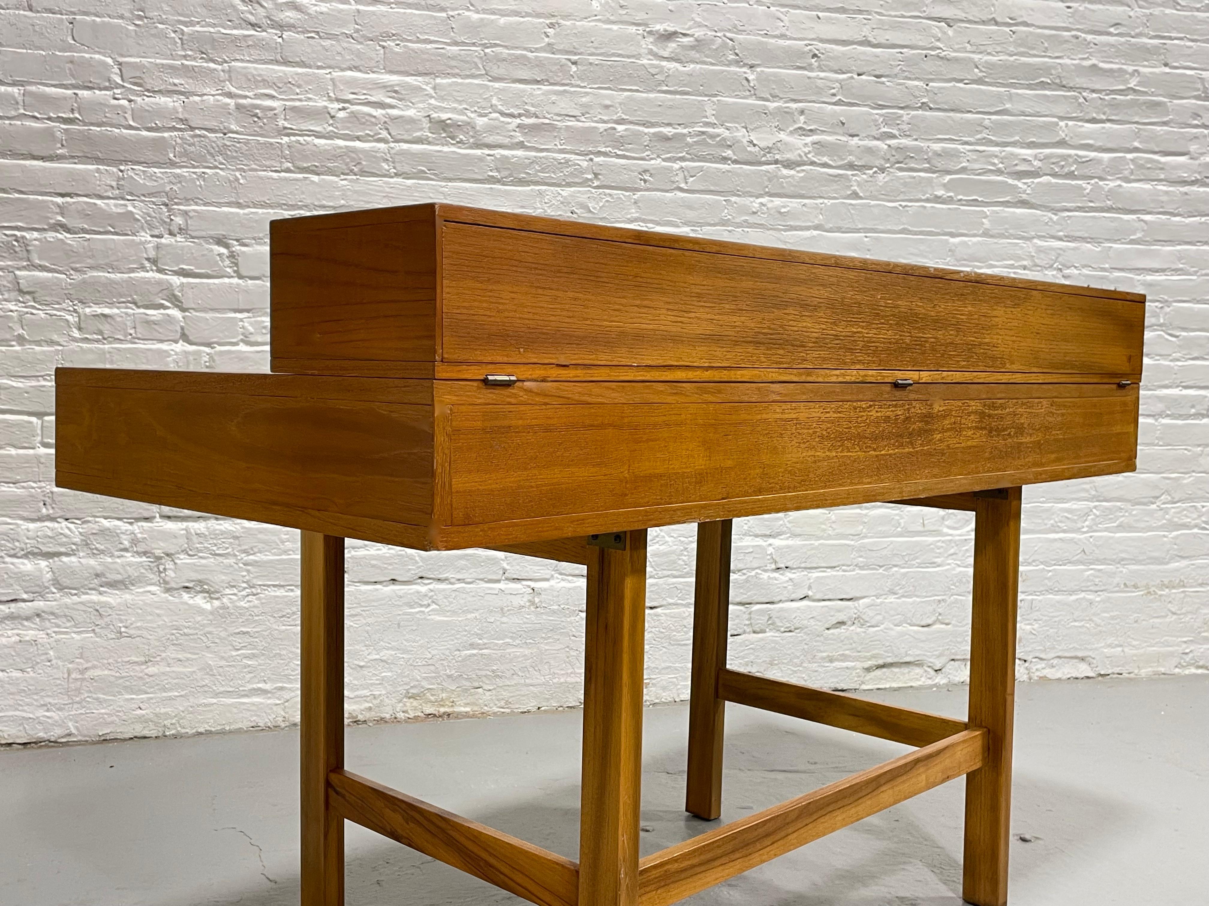 Mid Century Modern Teak Double Sided DESK in the style of Peter Lovig, 1960's 10