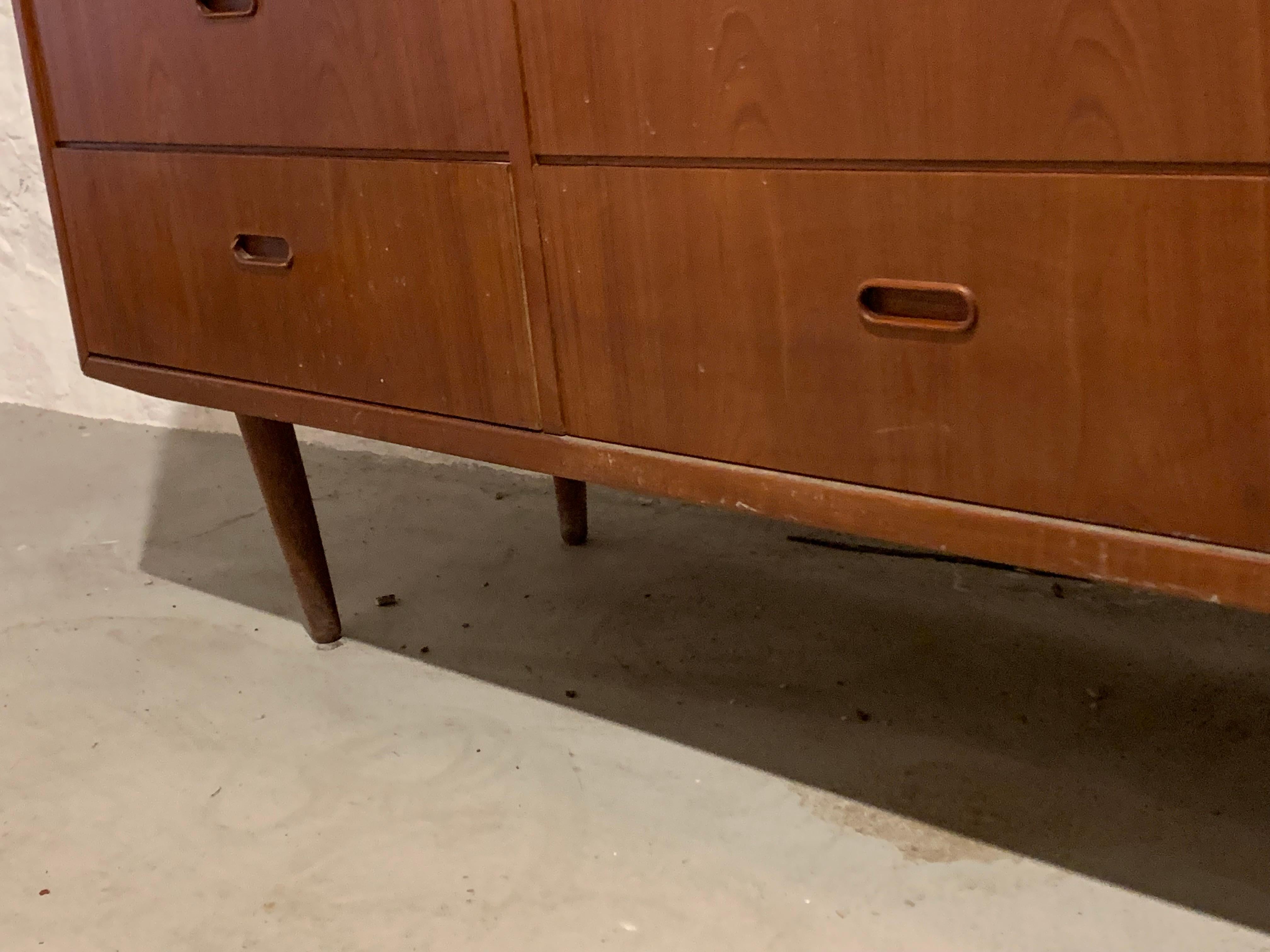 Mid-Century Modern Teak Dresser or Credenza by Falster Denmark In Fair Condition For Sale In Chicago, IL
