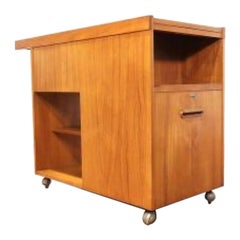 Mid Century Modern Teak Drinks Trolley Bar Cart Danish Style Vintage Teak