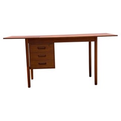 Mid-Century Modern Teak Drop Leaf Desk  Danish Modern Writing Desk