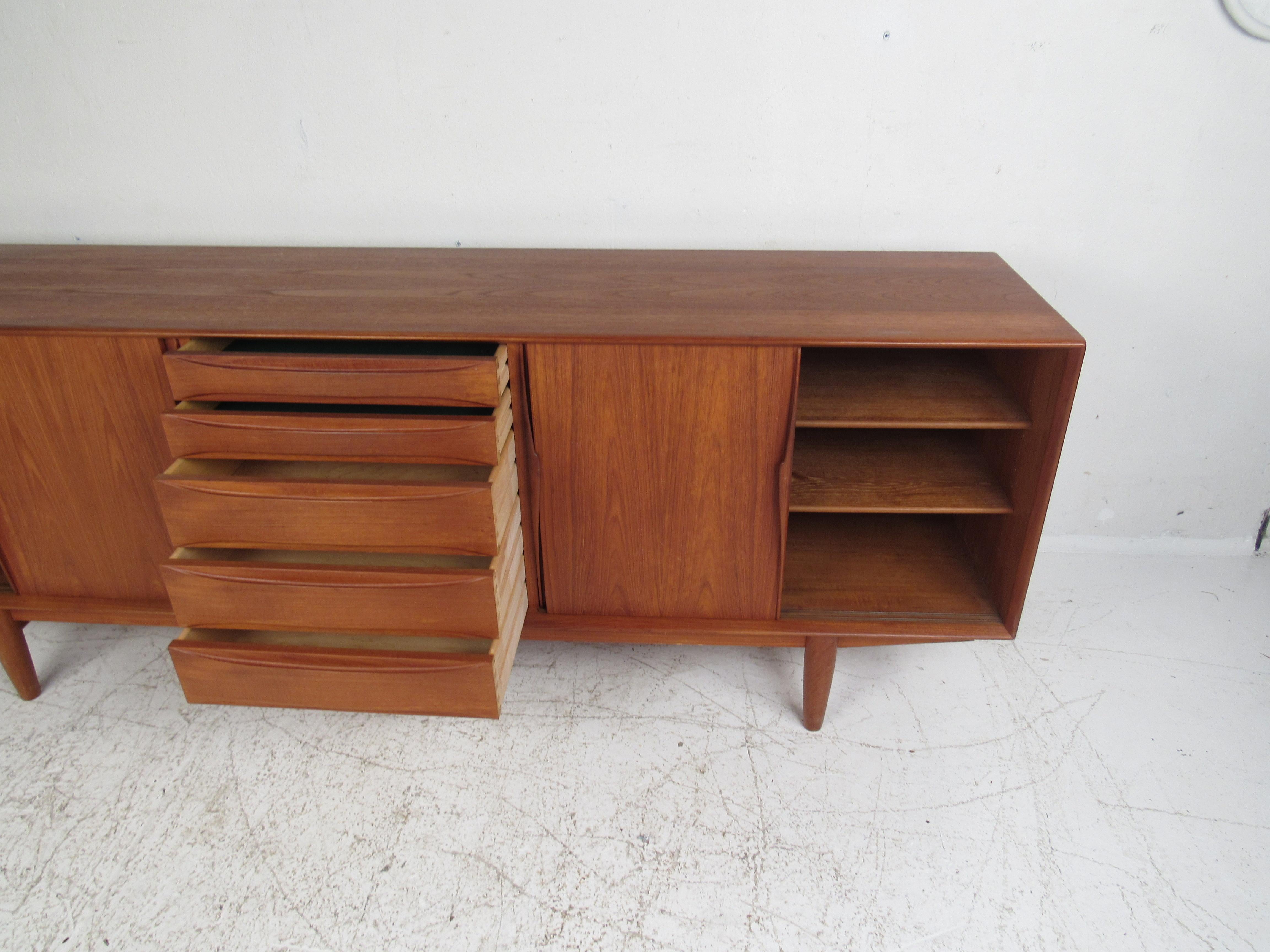 Mid-Century Modern Teak Dyrlund Sliding Door Credenza 1