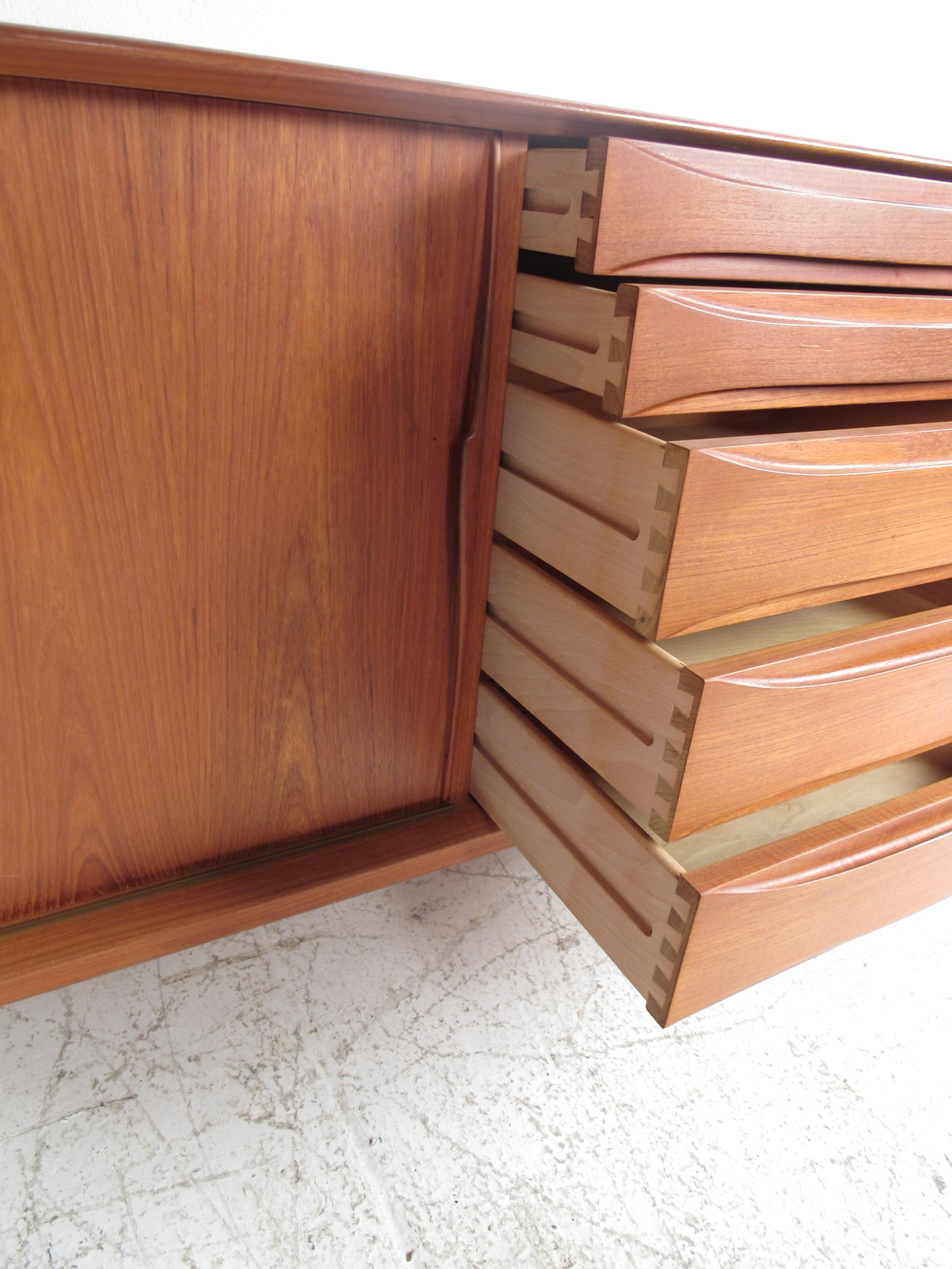 Mid-Century Modern Teak Dyrlund Sliding Door Credenza 3