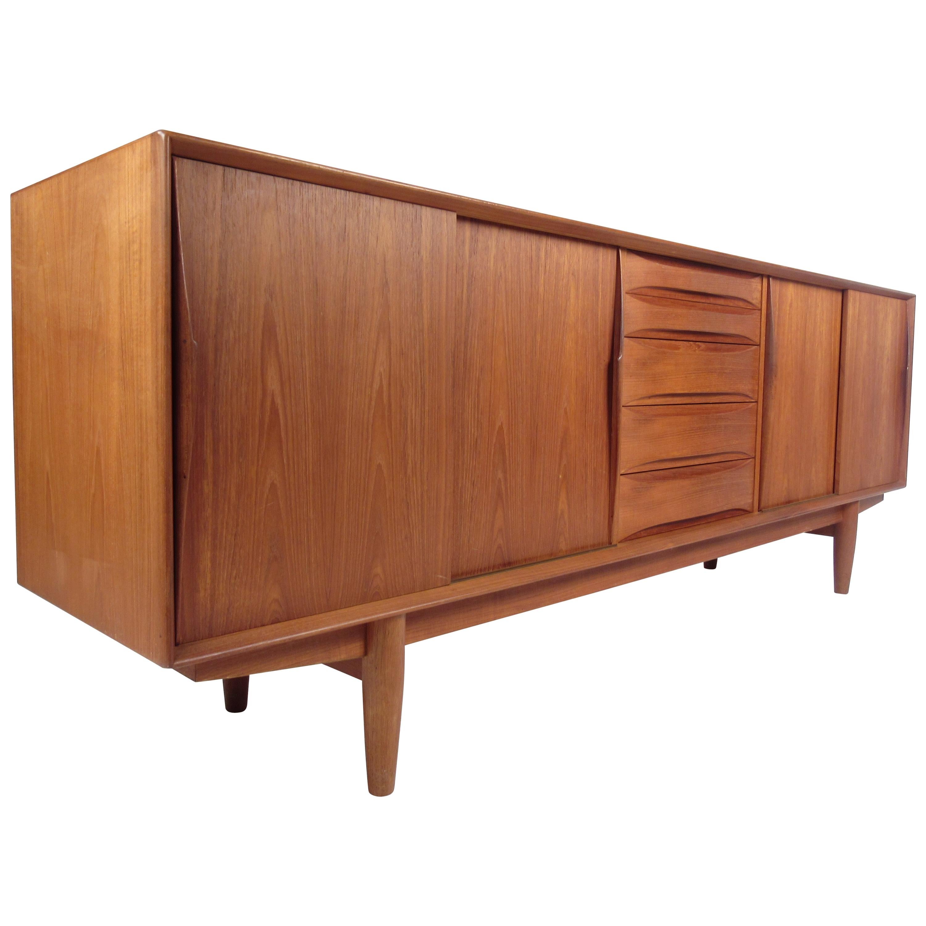 Mid-Century Modern Teak Dyrlund Sliding Door Credenza