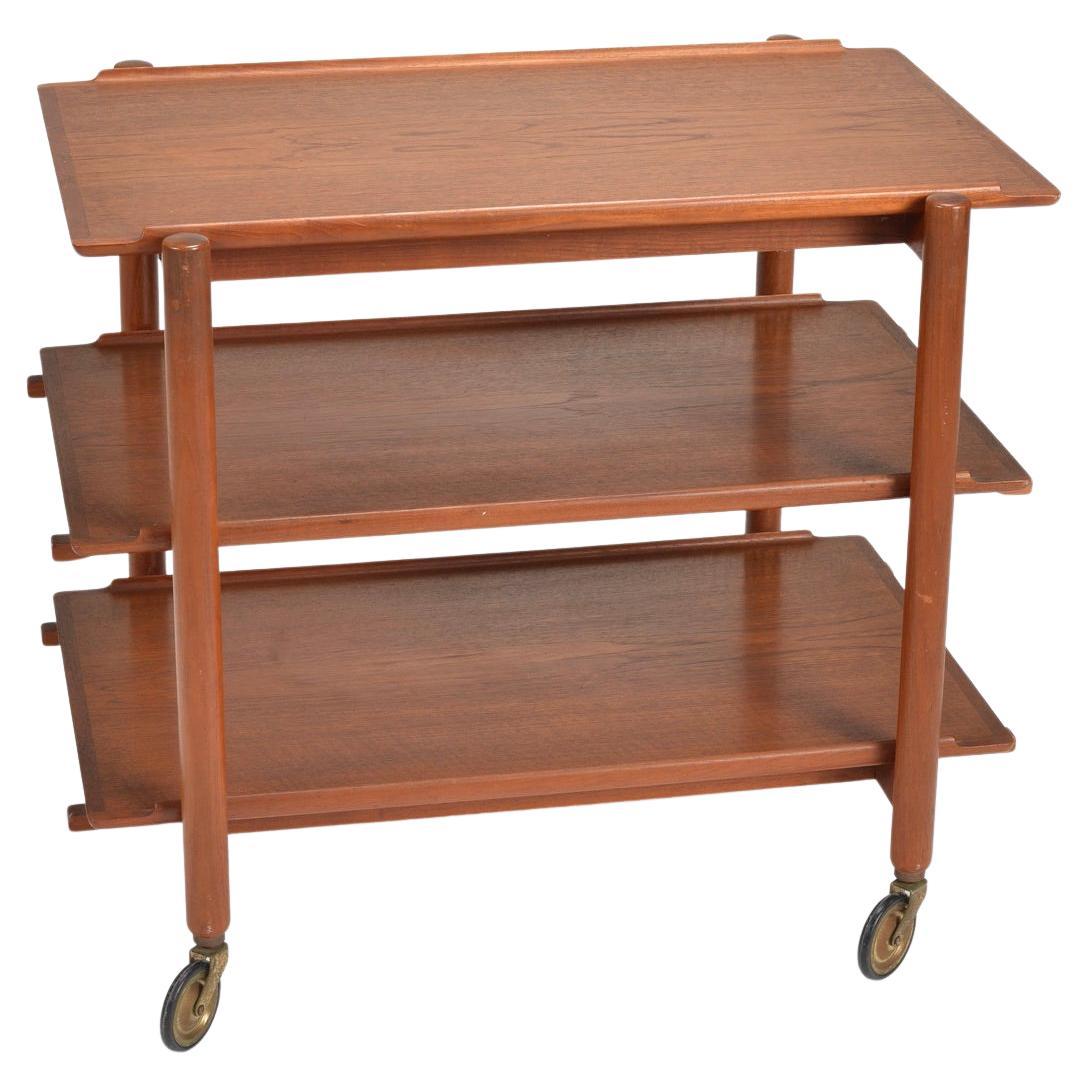 Mid-Century Modern Teak Extendable Bar Cart by Poul Hundevad
