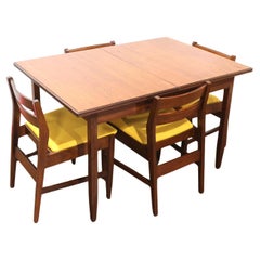 Vintage Mid Century Modern Teak Extending Dining Table and 4 Chairs by White and Newton