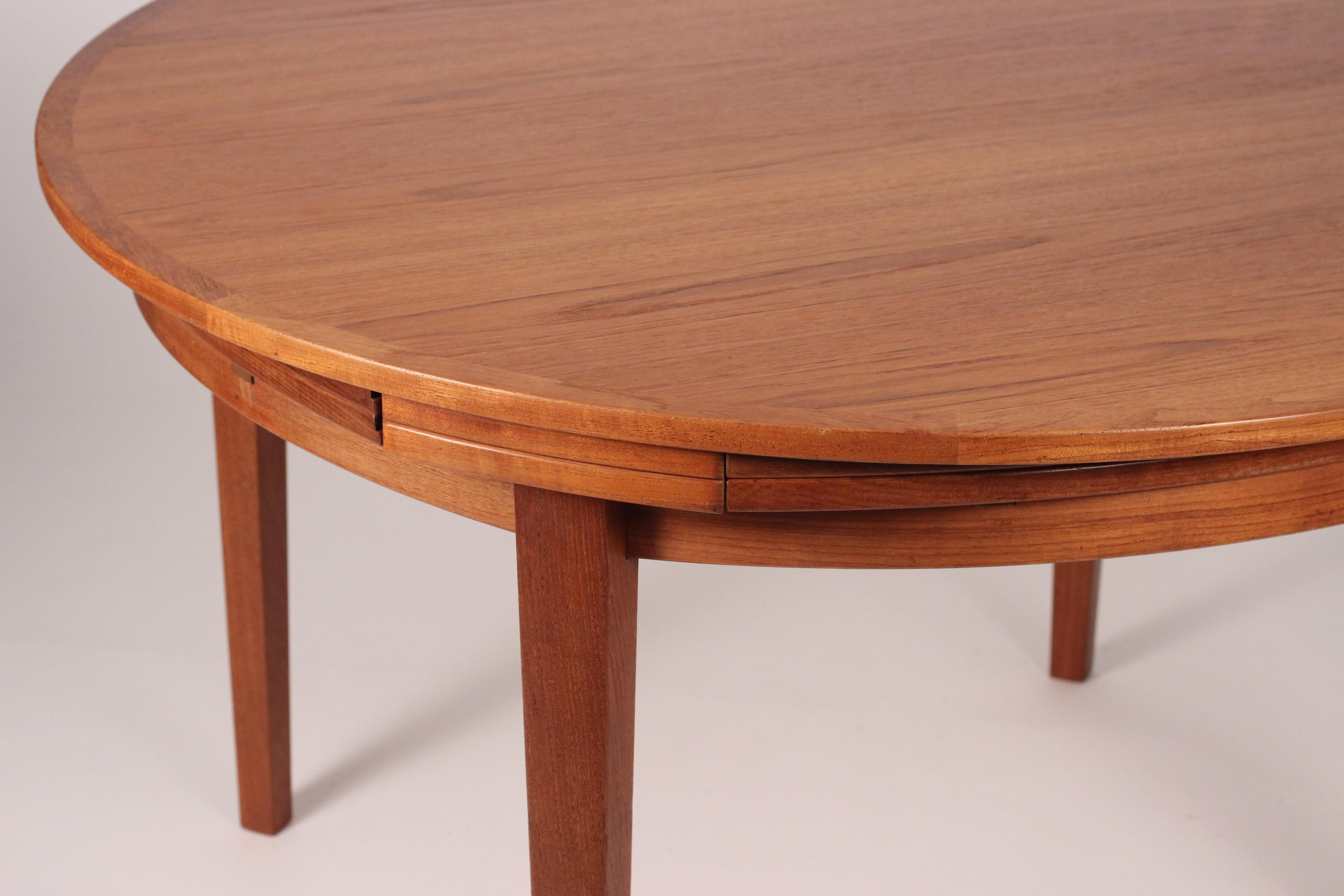 Mid-Century Modern Teak Flip Flap Dining Table by Dyrlund 2