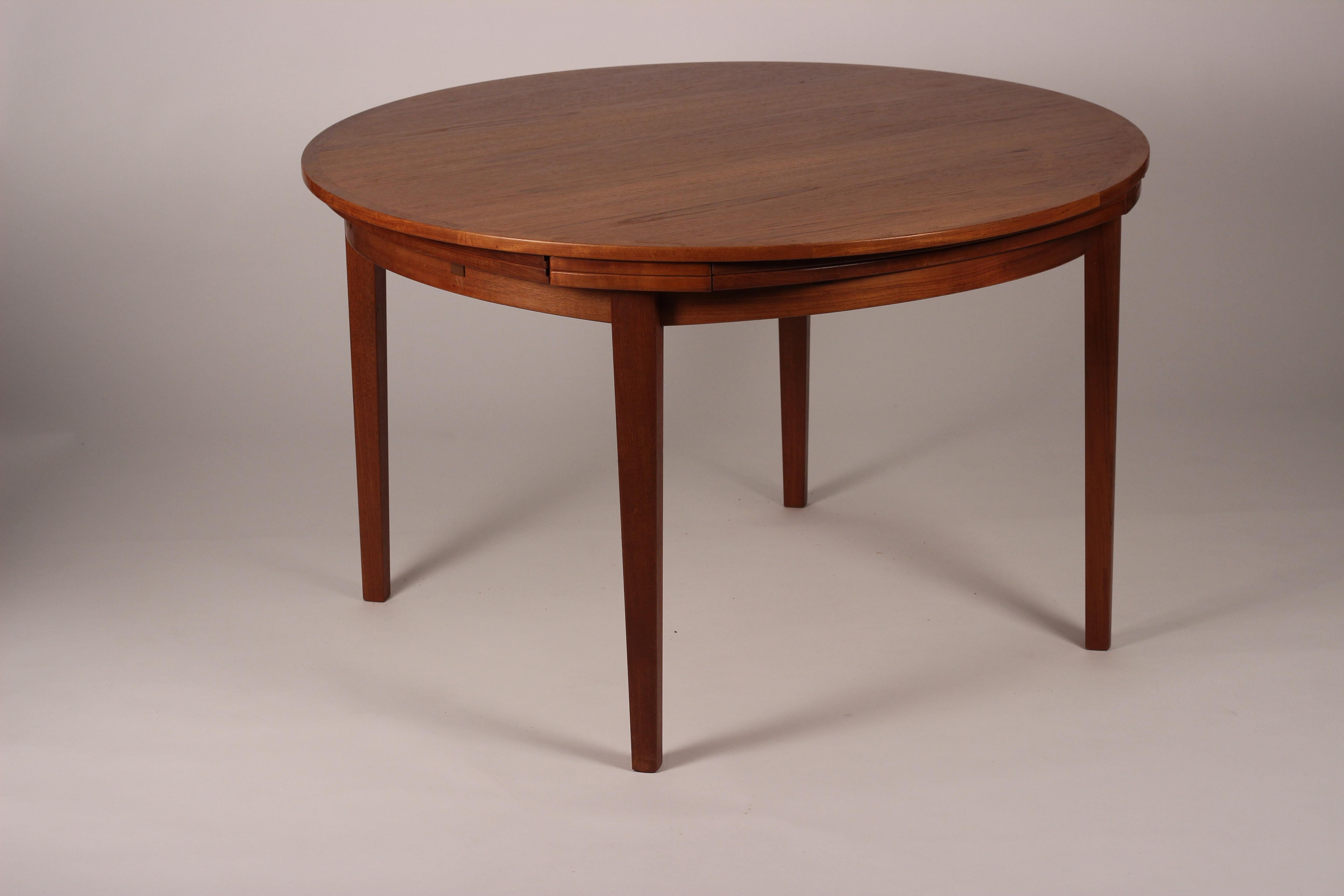 Mid-Century Modern Teak Flip Flap Dining Table by Dyrlund 3