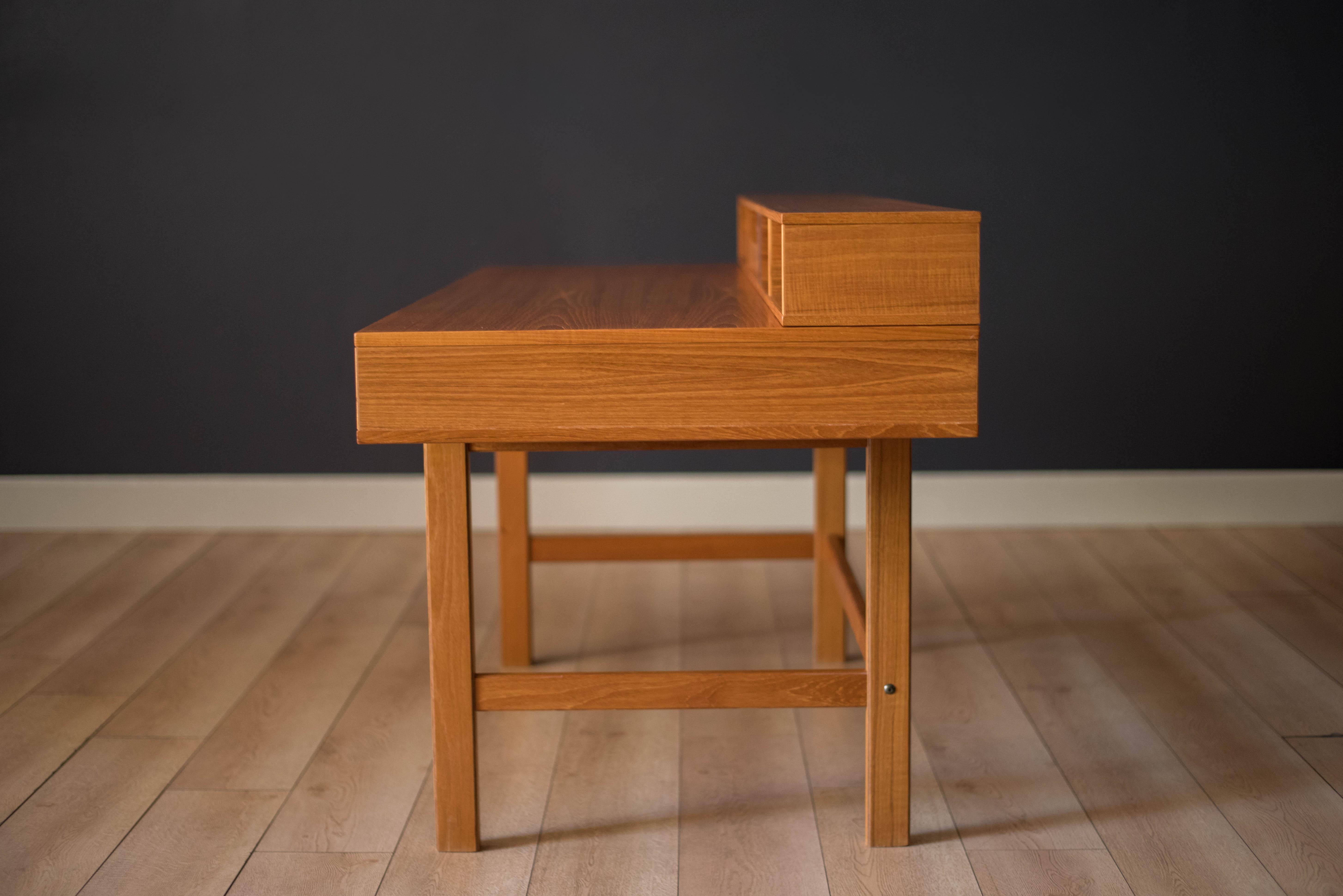 Mid-Century Modern Teak Flip Top Partners Desk by Peter Løvig Nielsen 2