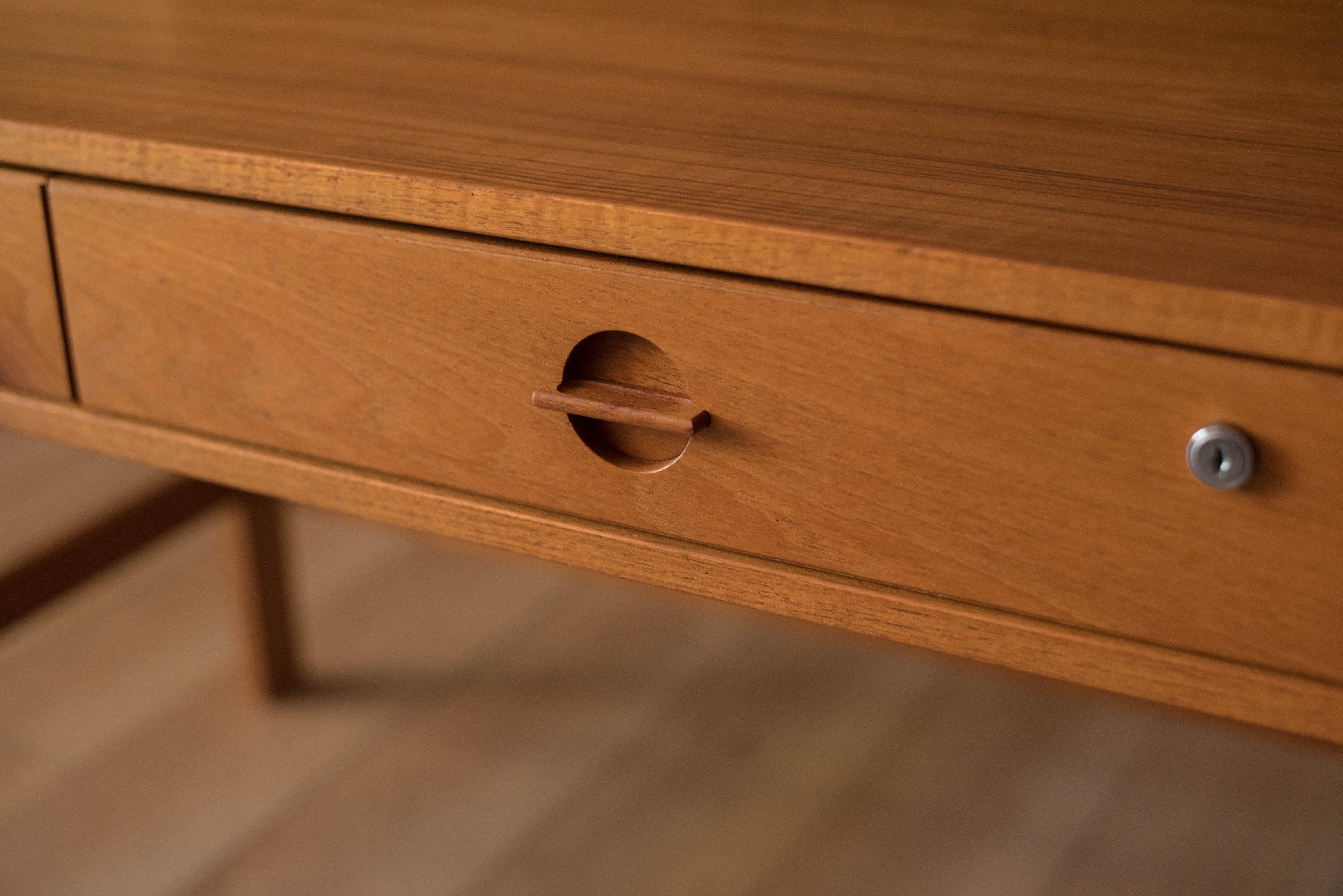 Danish Mid-Century Modern Teak Flip Top Partners Desk by Peter Løvig Nielsen