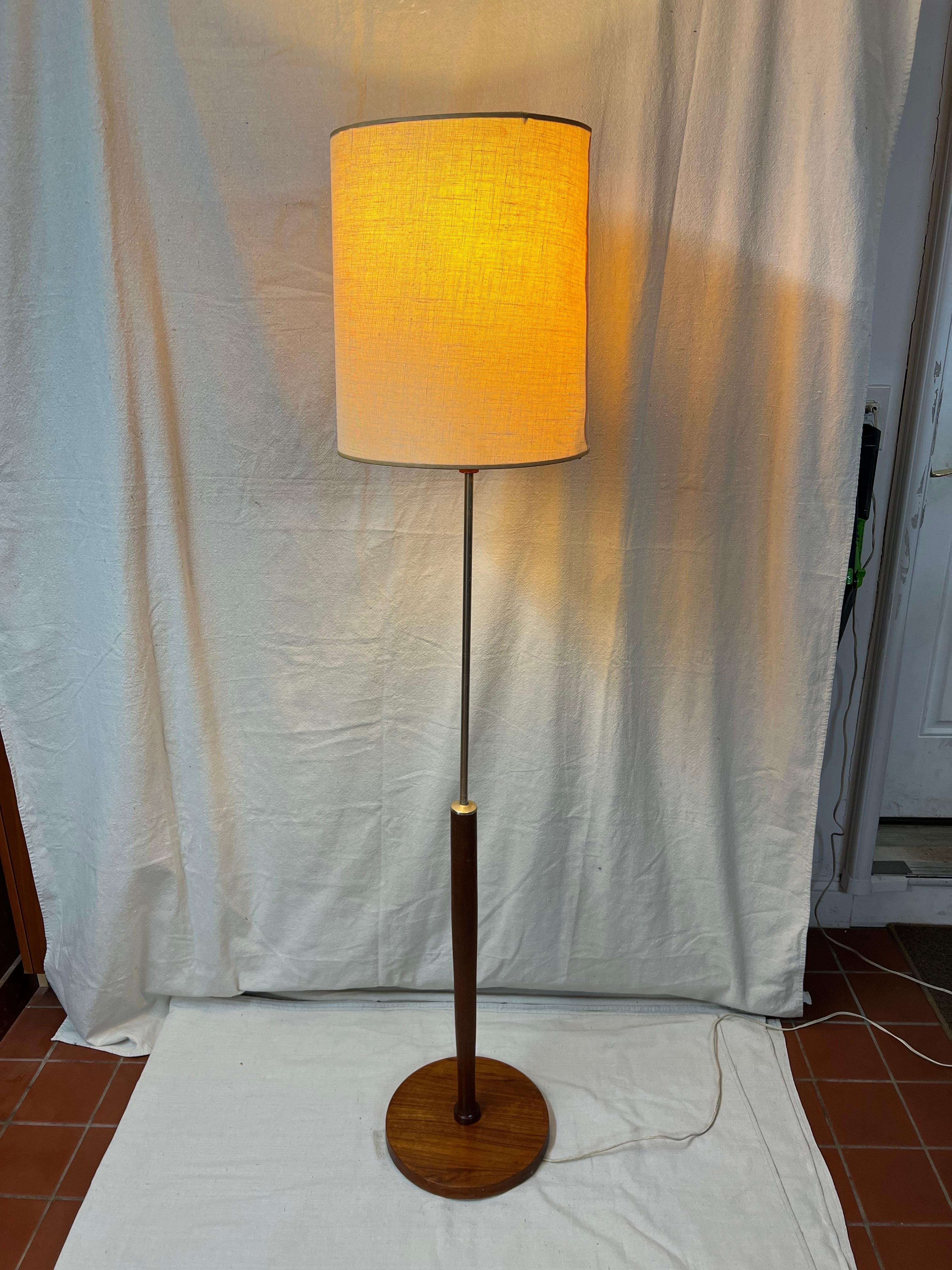 Aluminum Mid-Century Modern Teak Floor Lamp