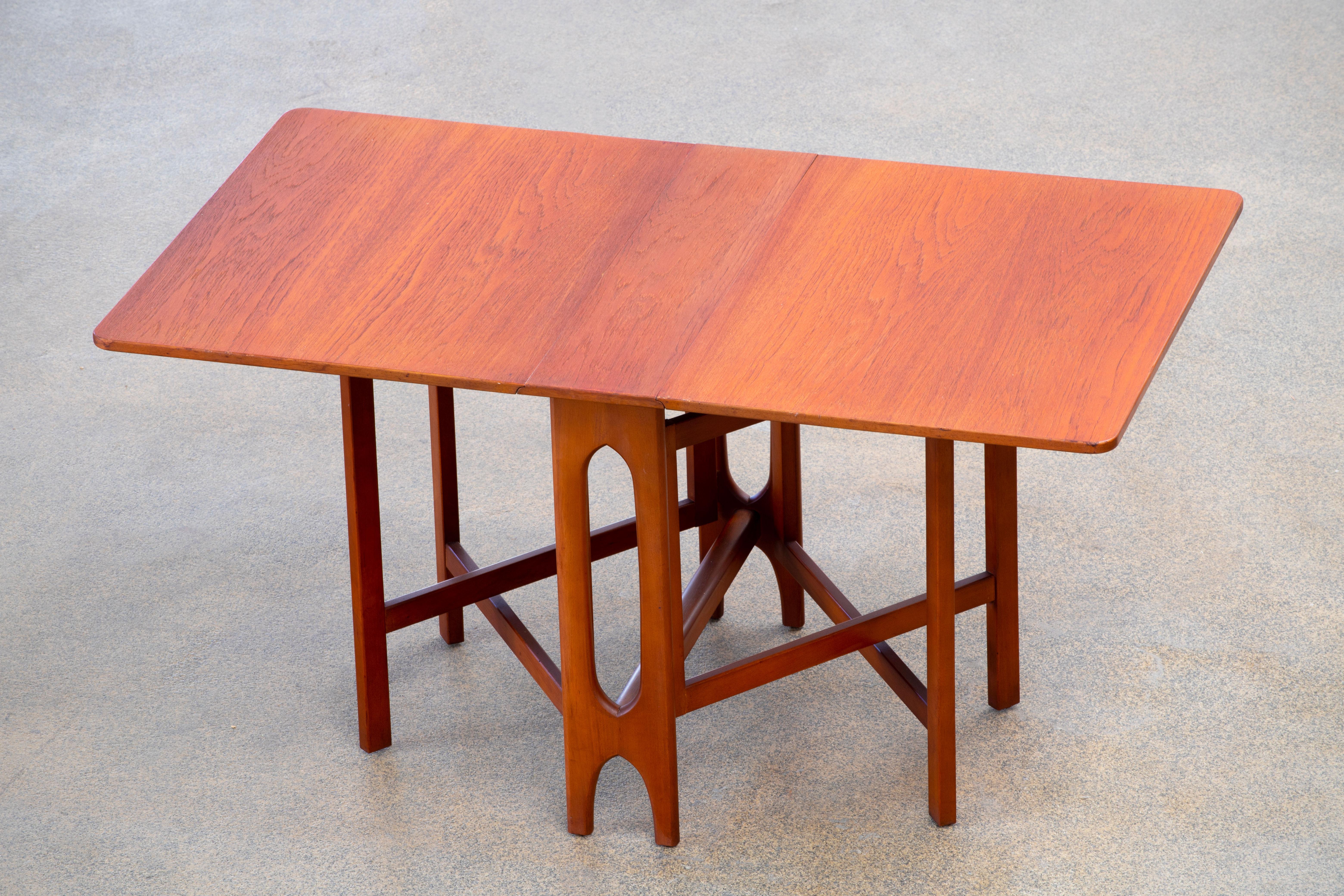 Mid-Century Modern Teak Folding Table, Smart Desk, 1960s 4