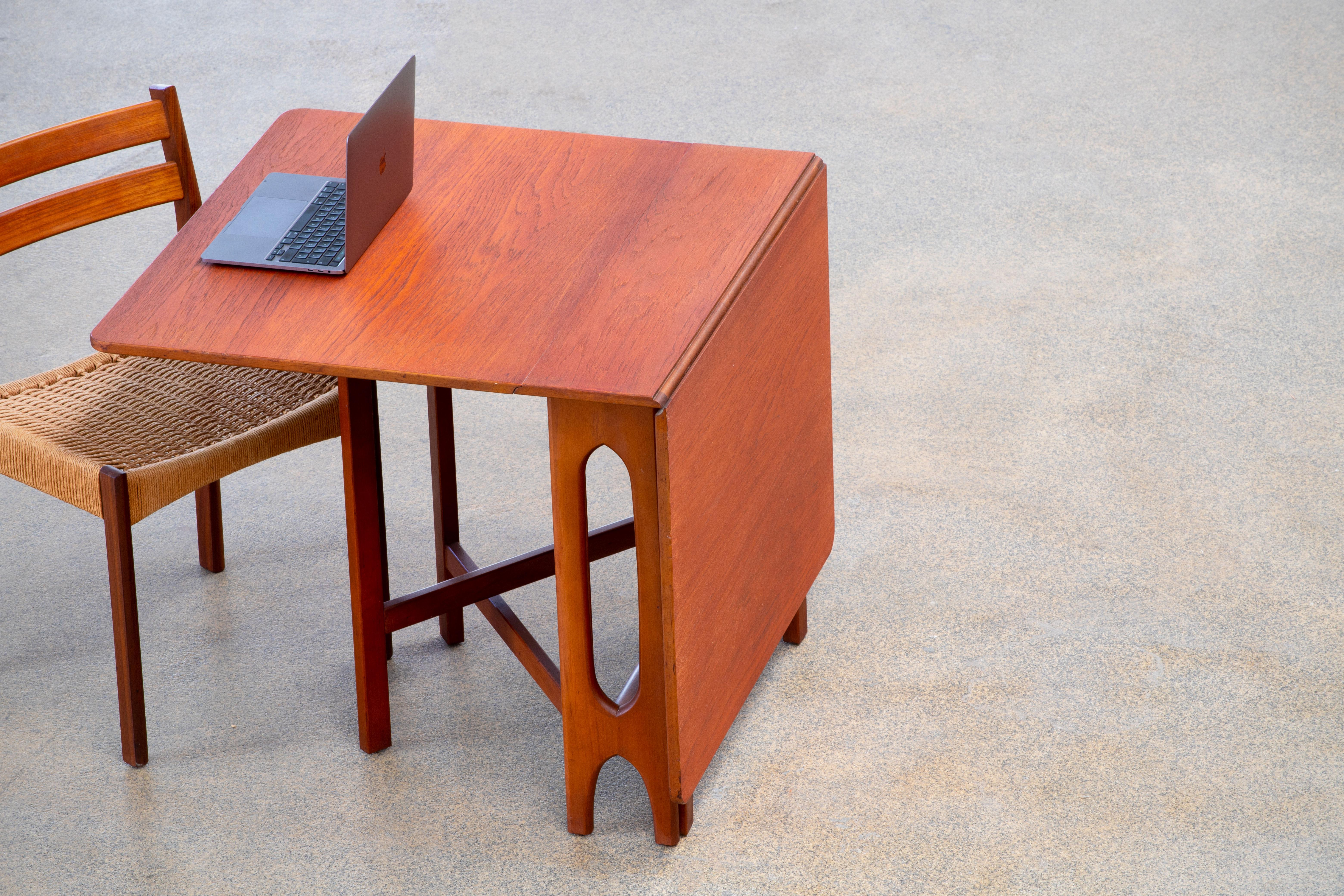 Mid-Century Modern Teak Folding Table, Smart Desk, 1960s 6