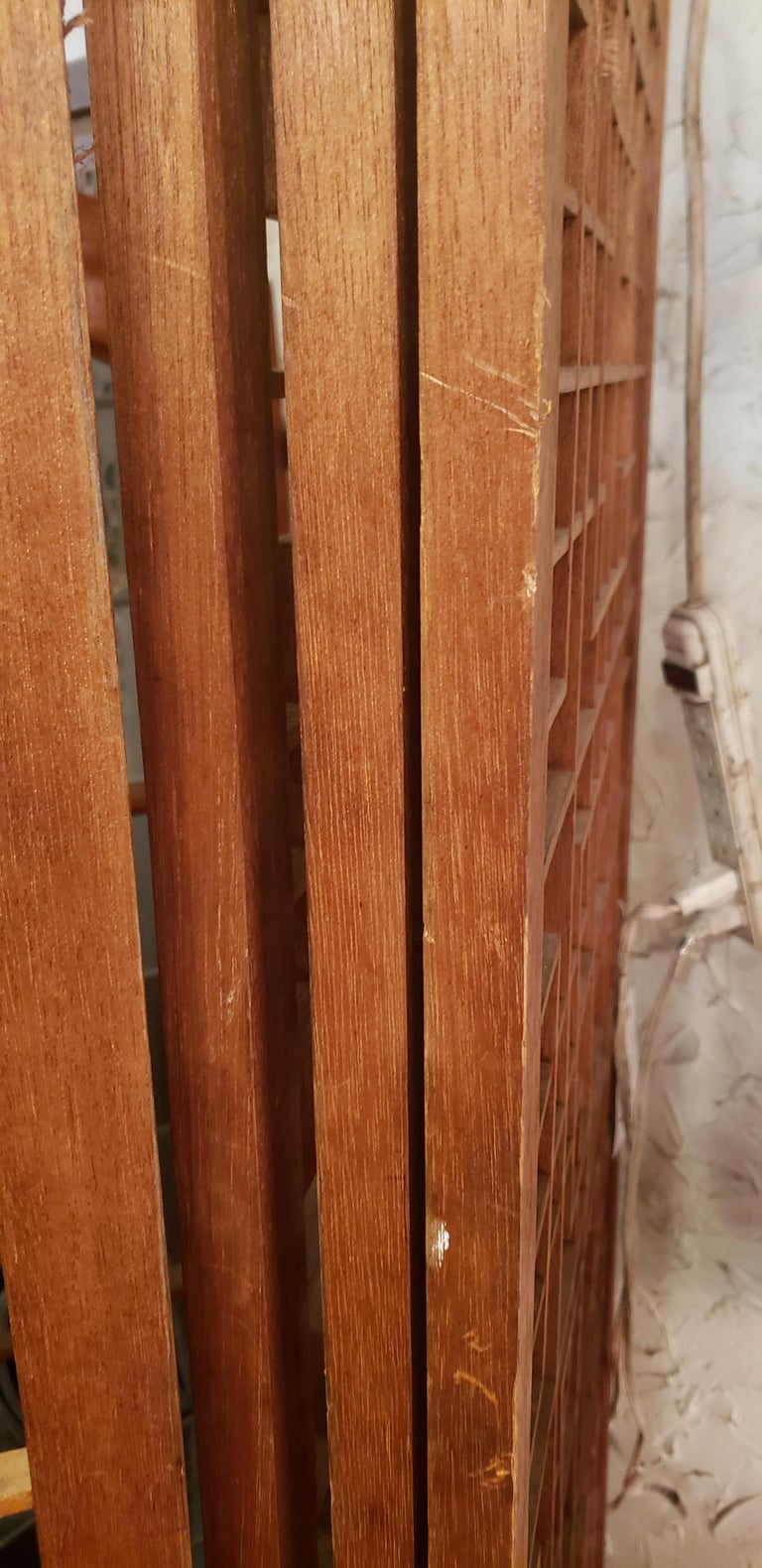 MidCentury Modern Teak FourPanel Lattice Folding Wall Divider For