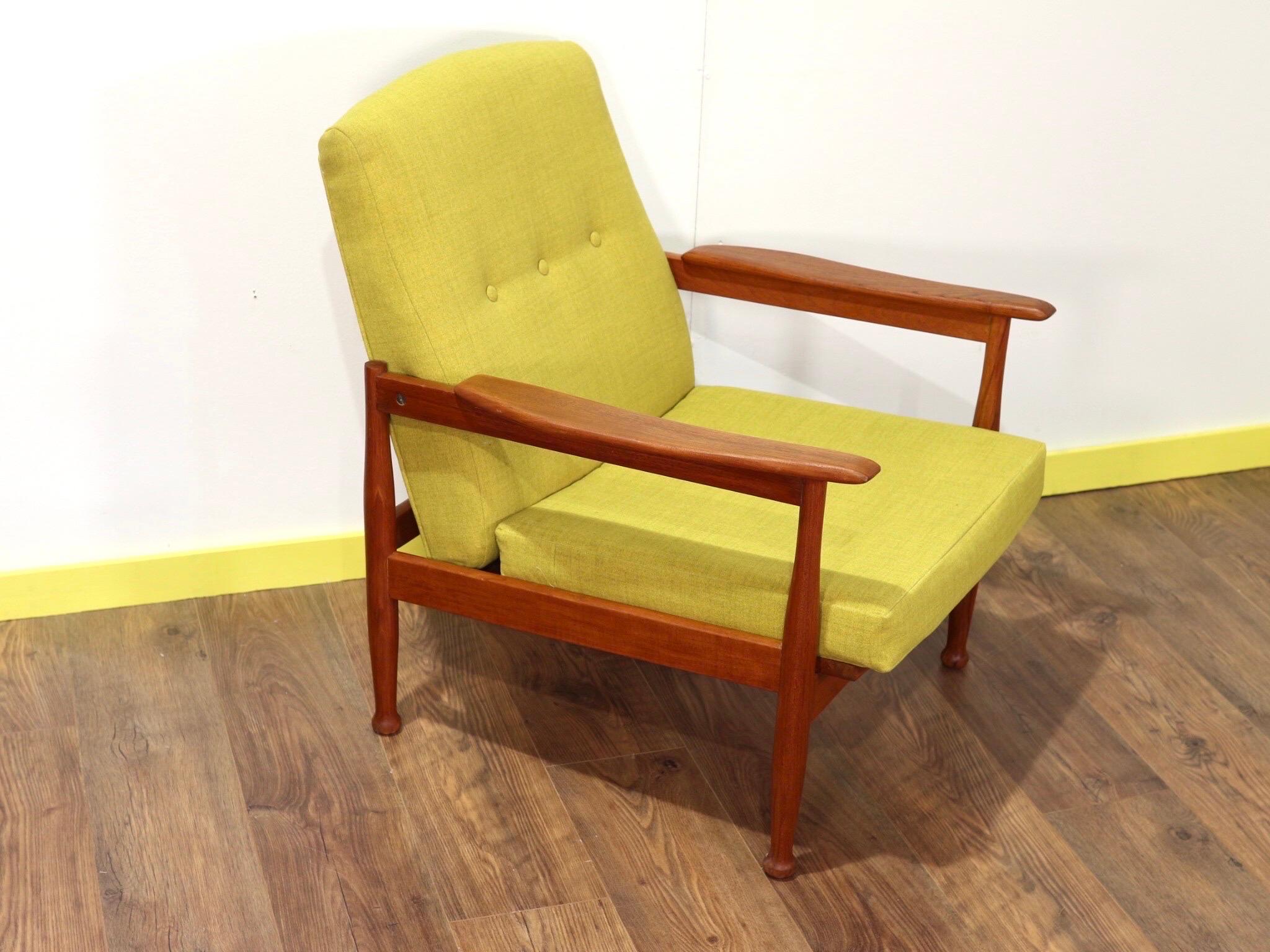 Mid-Century Modern Teak Frame Danish Style Reclining Lounge Chair by Guy Rodgers For Sale 8