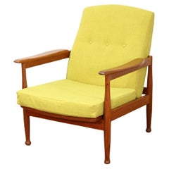 Retro Mid-Century Modern Teak Frame Danish Style Reclining Lounge Chair by Guy Rodgers