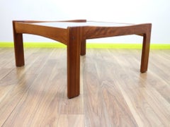 Mid-Century Modern Teak Framed Myer Glass Coffee Table Vintage