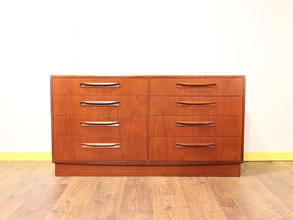 Mid-Century Modern Teak G Plan Dresser Bank of Drawers VIntage Danish Style 4