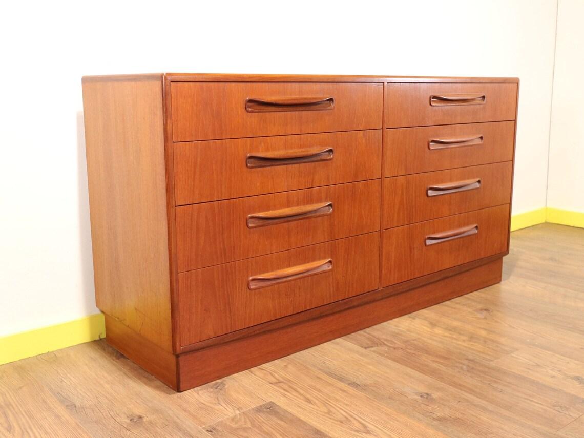 Mid-Century Modern Teak G Plan Dresser Bank of Drawers VIntage Danish Style 1