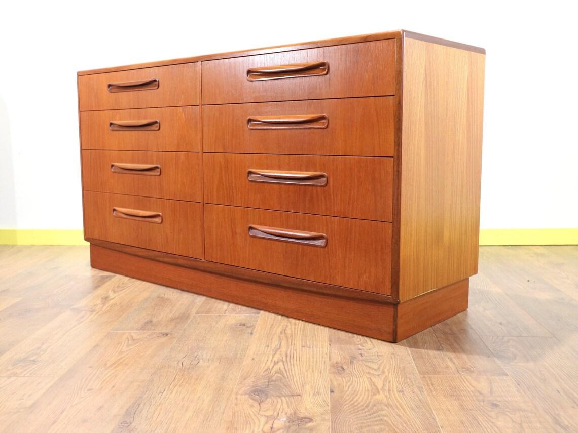 Mid-Century Modern Teak G Plan Dresser Bank of Drawers VIntage Danish Style 2