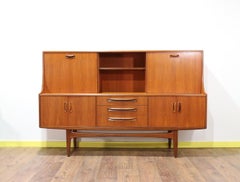 Mid-Century Modern Teak G Plan Tall Credenza Hutch Sideboard