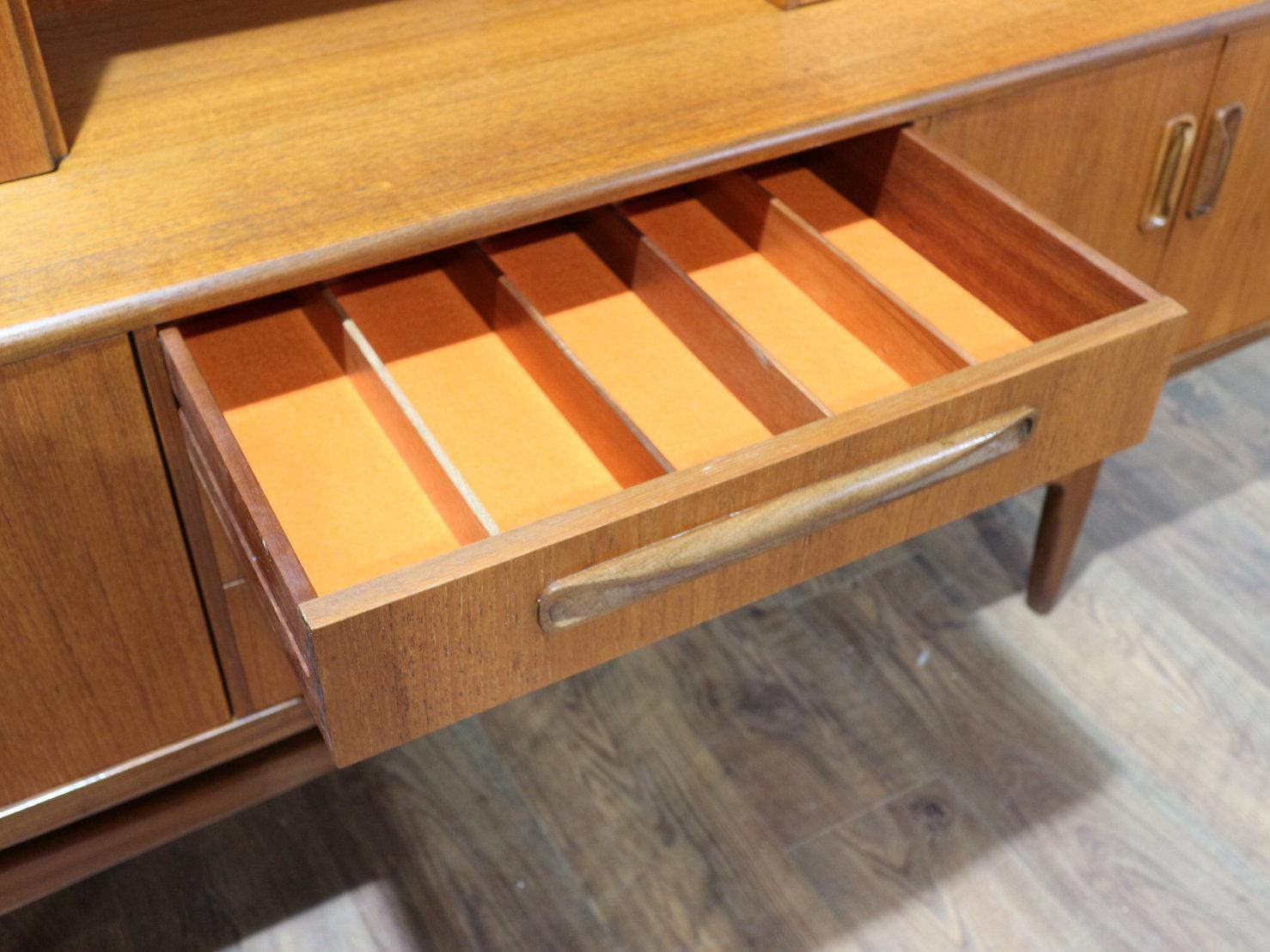20th Century Mid-Century Modern Teak G Plan Tall Credenza Hutch Sideboard