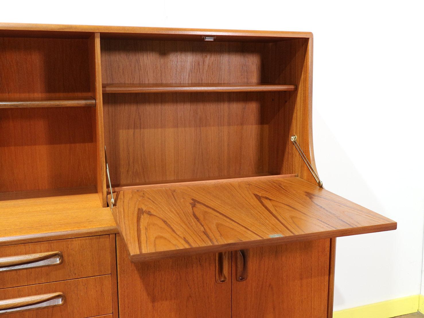Mid-Century Modern Teak G Plan Tall Credenza Hutch Sideboard 1