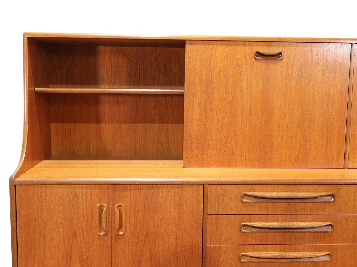 Mid-Century Modern Teak G Plan Tall Credenza Hutch Sideboard 2