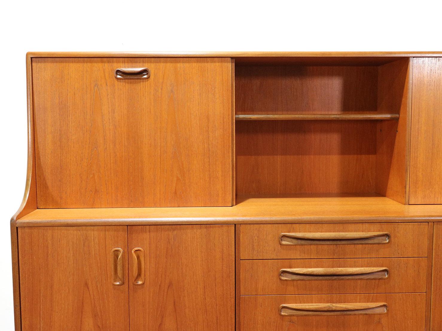 Mid-Century Modern Teak G Plan Tall Credenza Hutch Sideboard 3