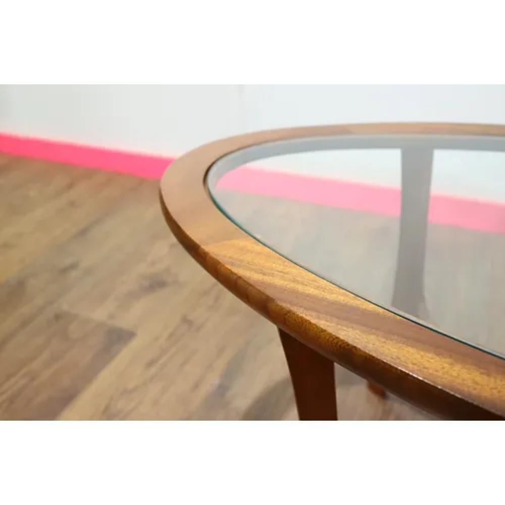 Mid Century Modern Teak Glass Coffee Table by Stonehill 2