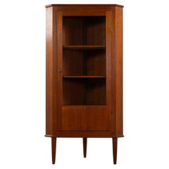 Mid-Century Modern Teak & Glass Corner Cabinet