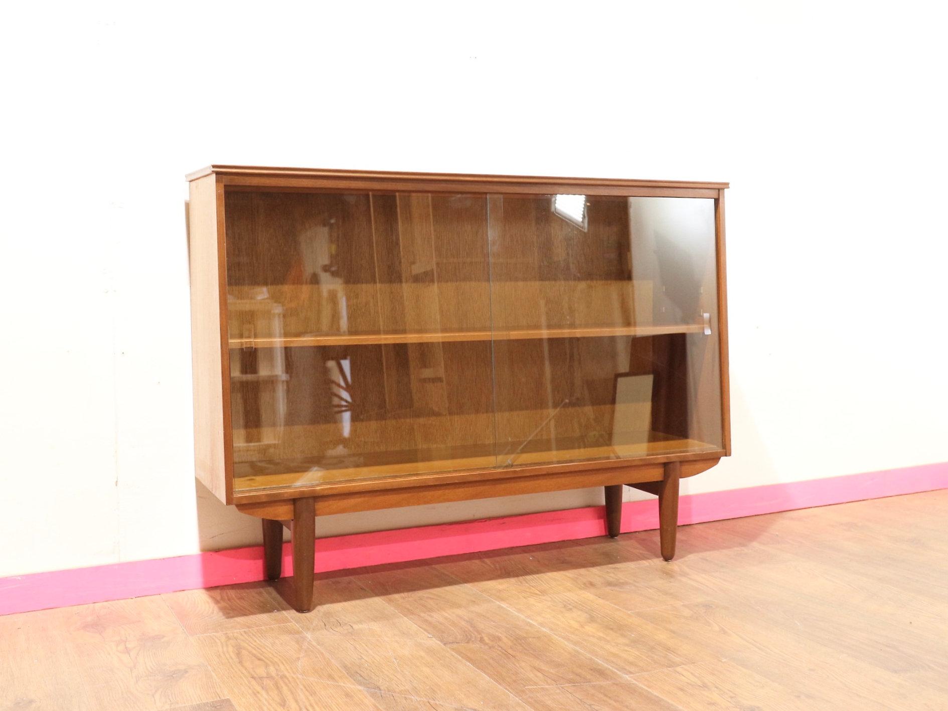Mid Century Modern Teak Glass Display China Cabinet Danish Style 5