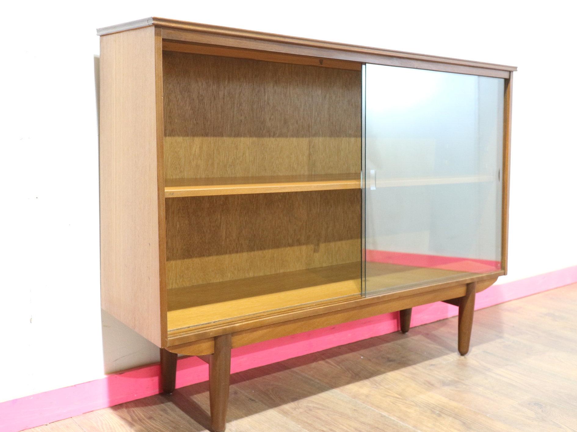 20th Century Mid Century Modern Teak Glass Display China Cabinet Danish Style