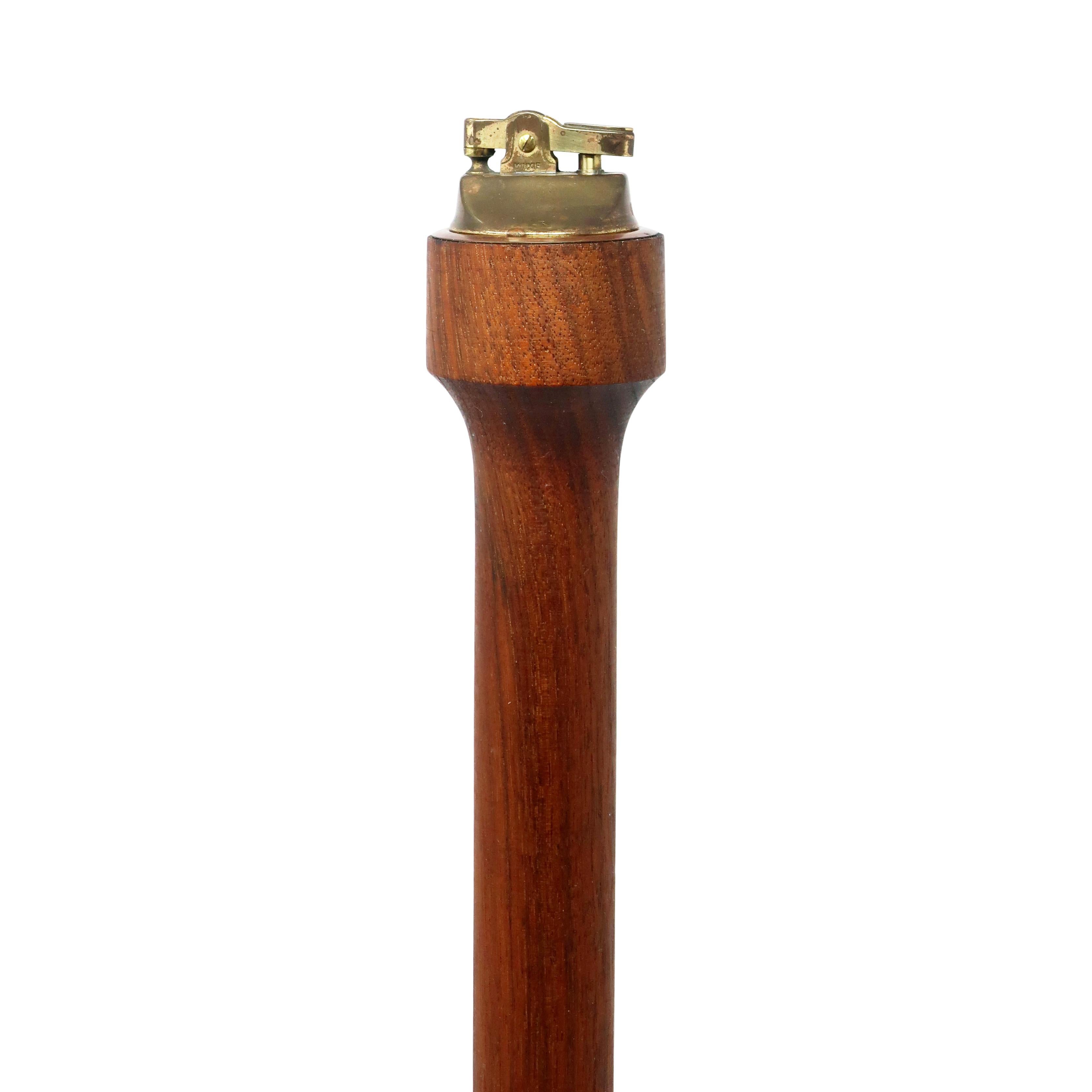 20th Century Mid-Century Modern Teak & Green Enameled Metal Table Lighter For Sale