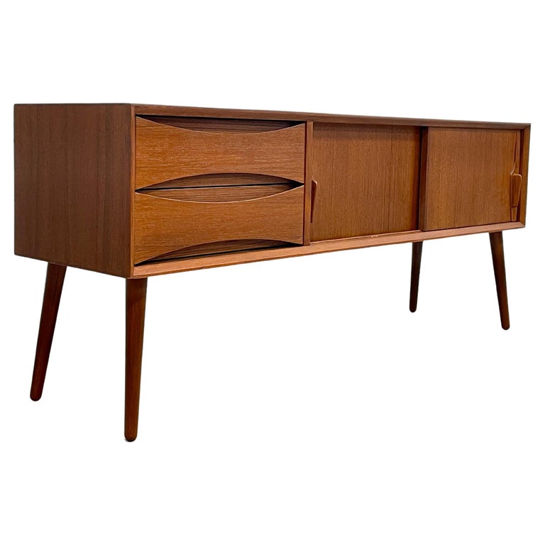 MidCentury Modern Teak Handmade Petite Credenza / Console For Sale at