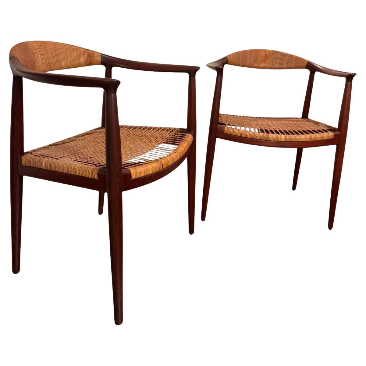 Mid Century Modern Teak Hans J. Wegner the Chair Pair JH-501