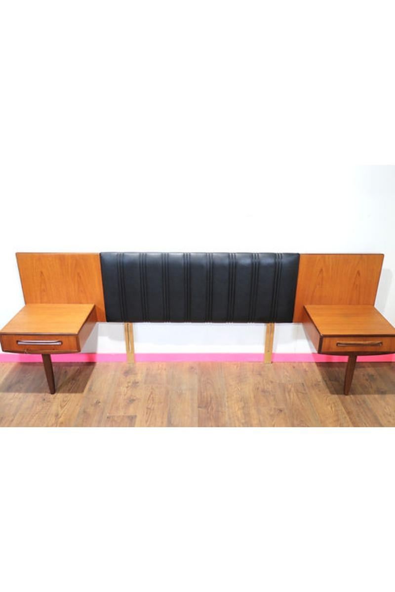 British Mid Century Modern Teak Headboard Bedsides by G Plan Fresco Range